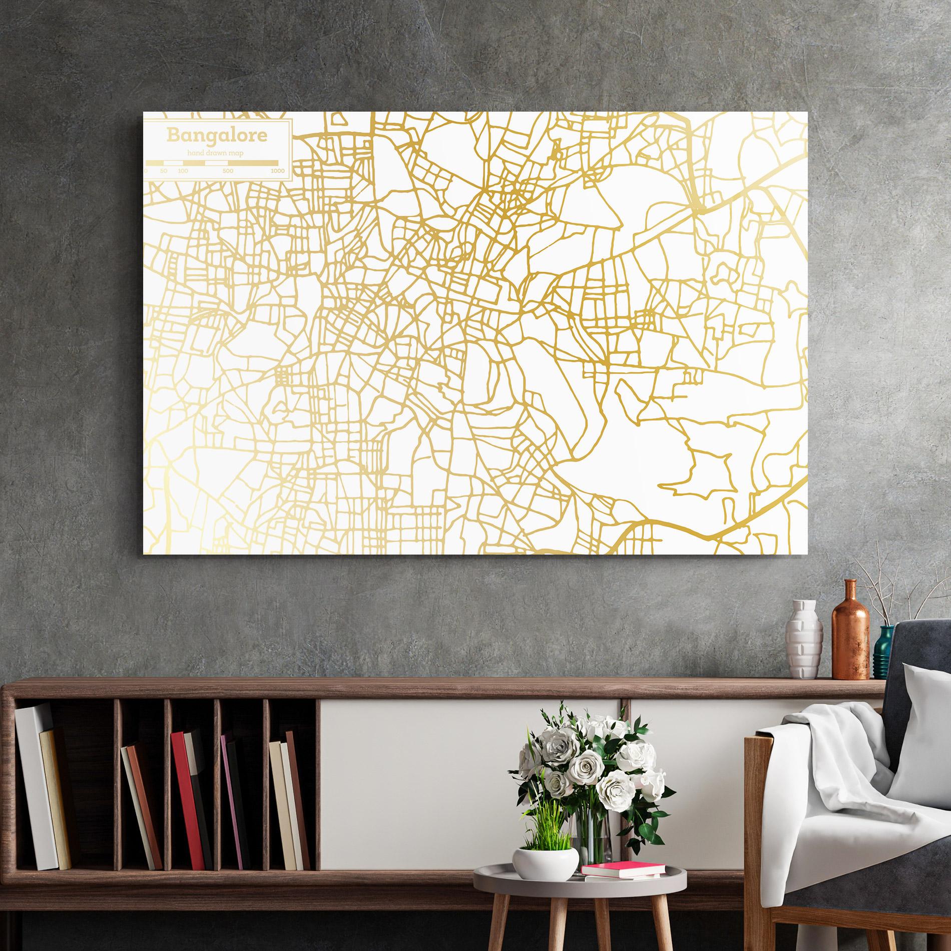 Üvegkép Bangalore Map mockup 2