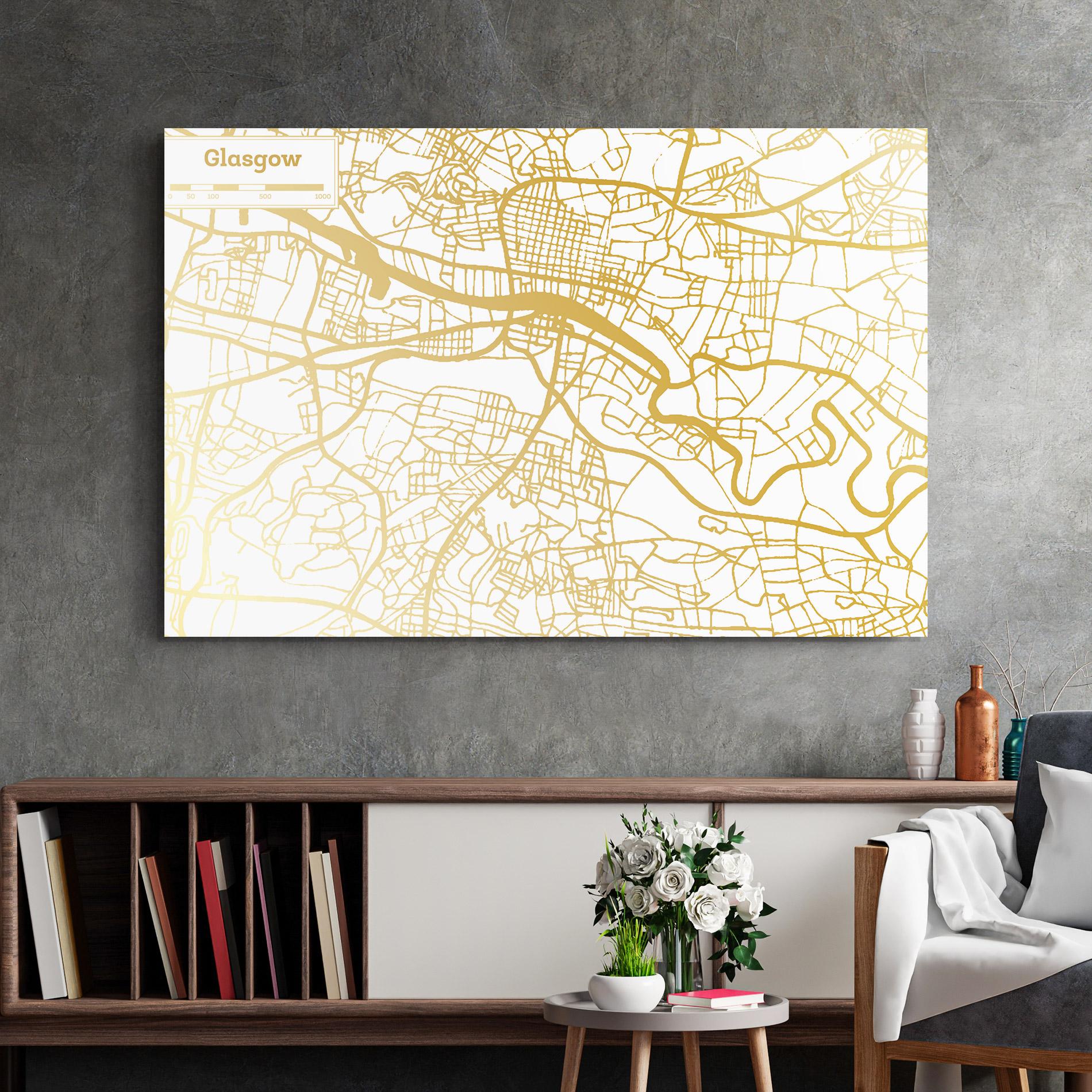Üvegkép Glasgow Gold Map mockup 2