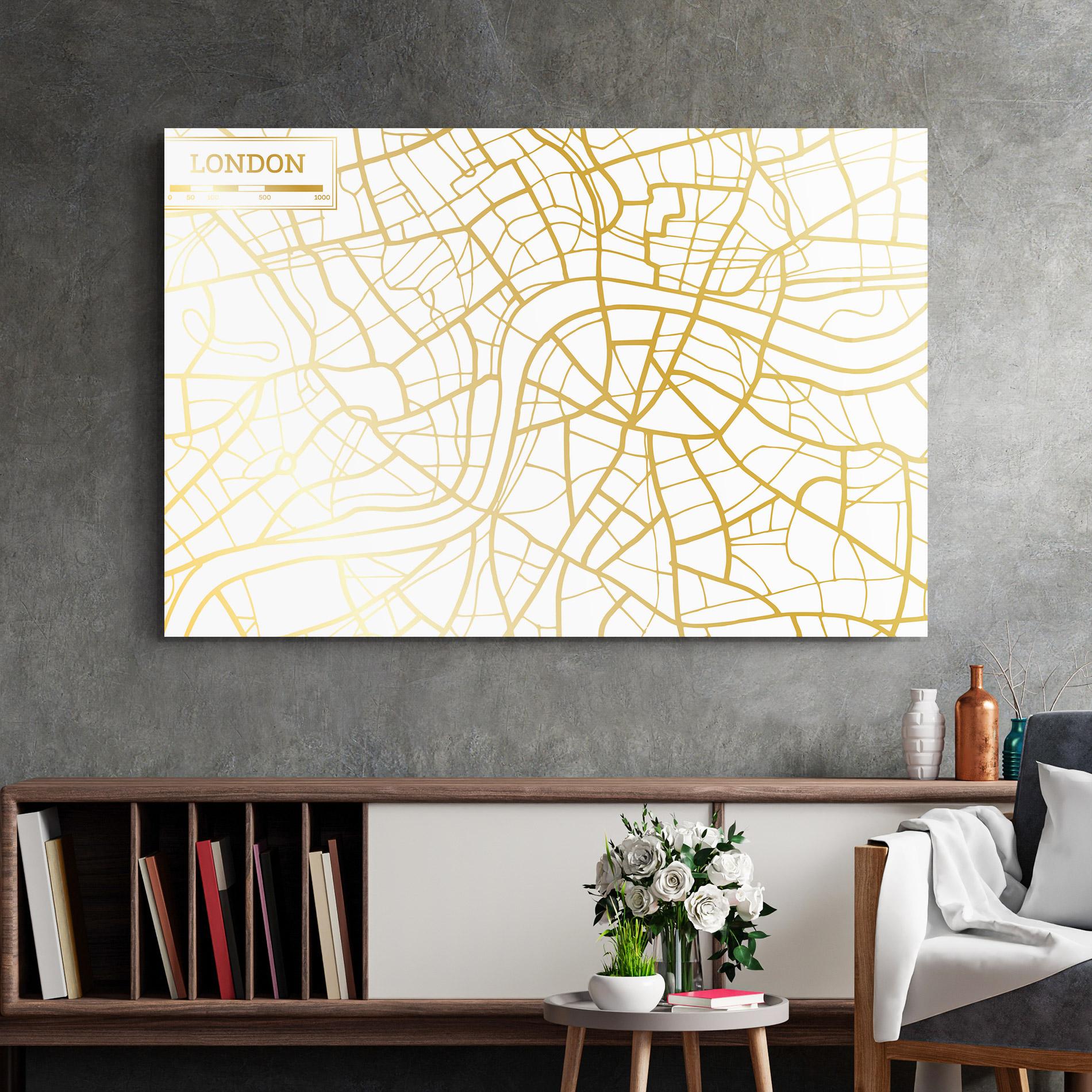 Üvegkép London Gold Map mockup 2
