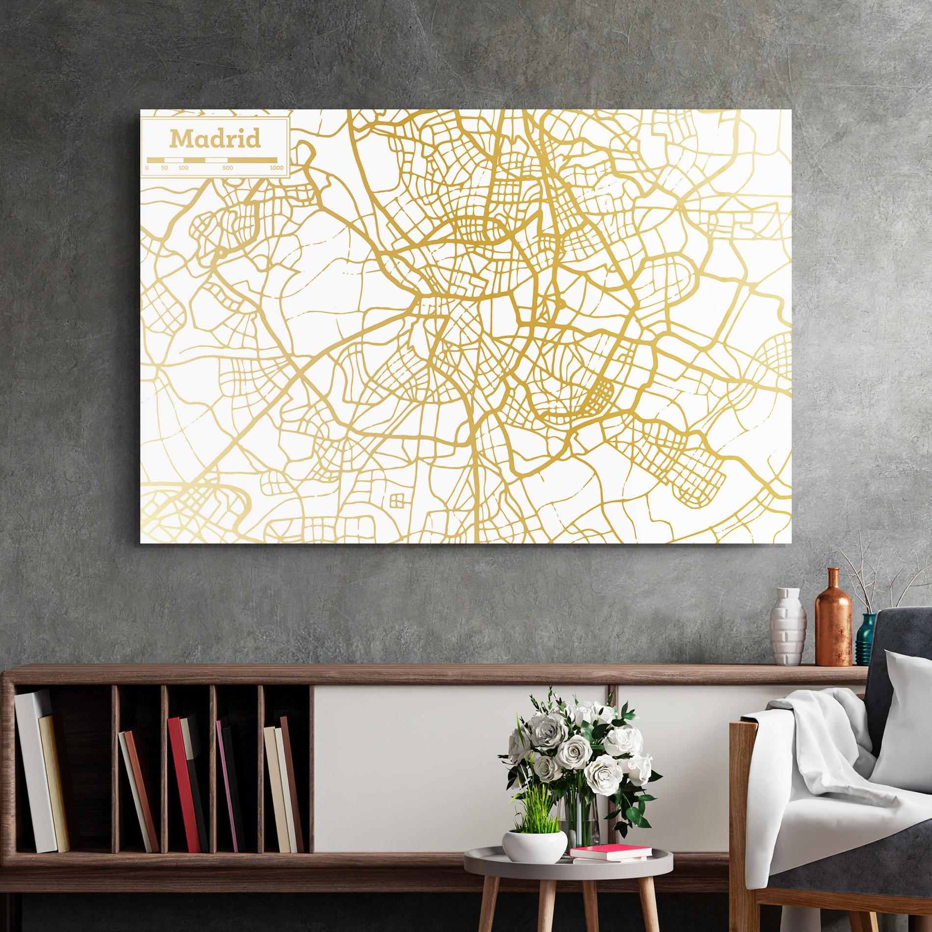 Üvegkép Madrid Gold Map mockup 2