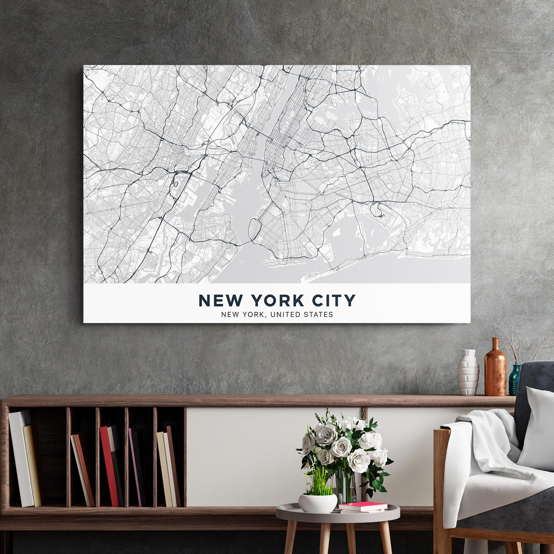 Üvegkép New York Map mockup 2