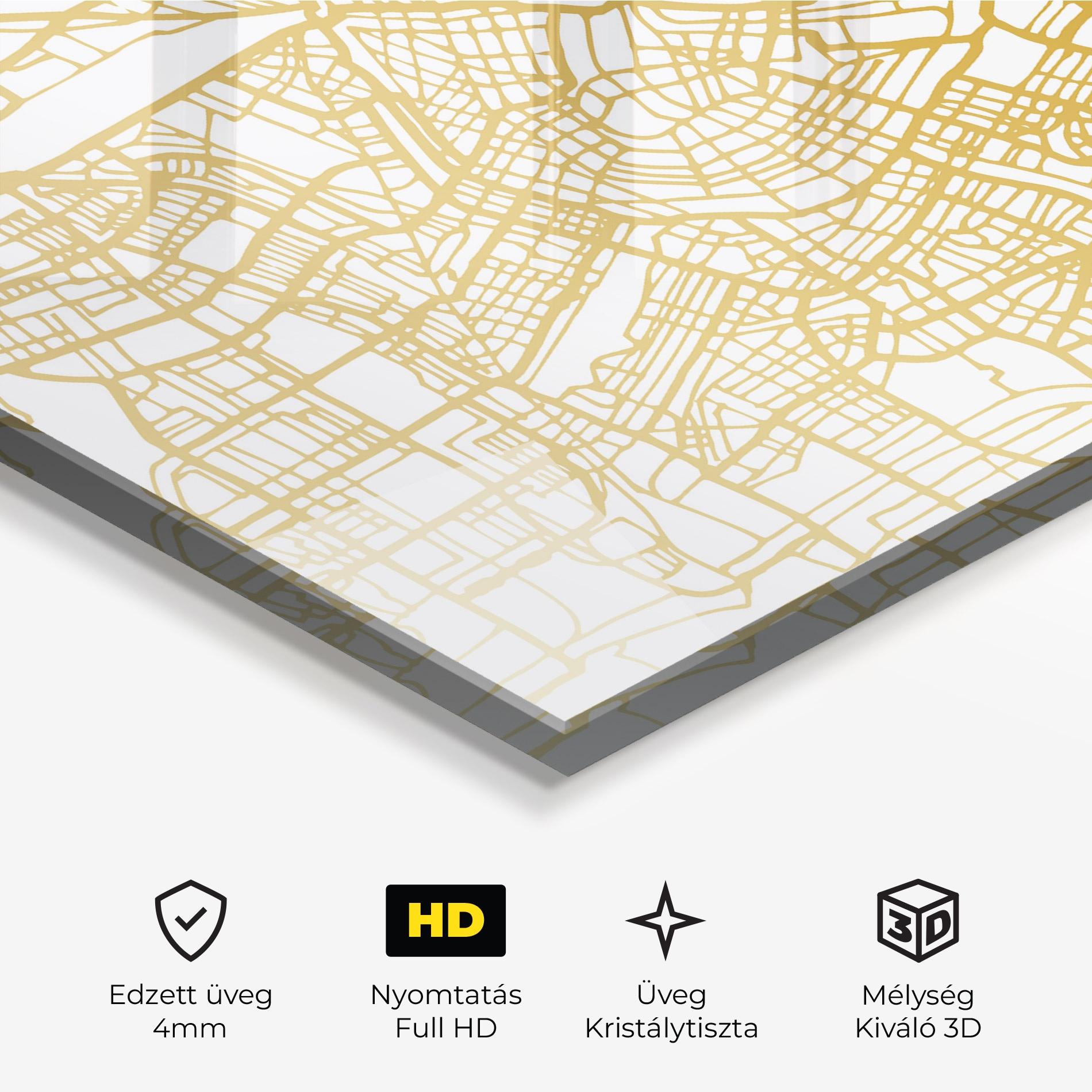 Üvegkép Amsterdam Gold Map mockup 3