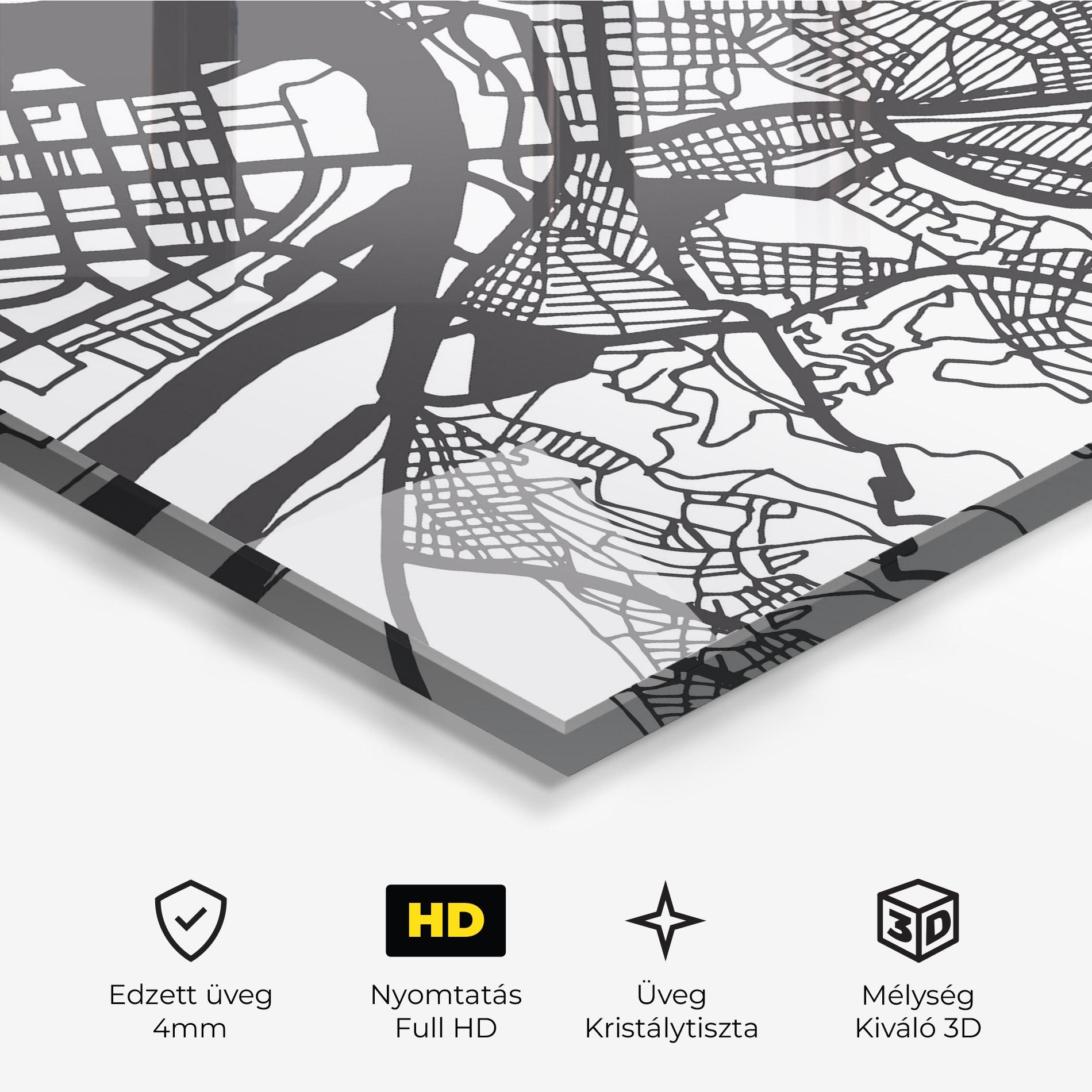 Üvegkép Belgrade Map mockup 3