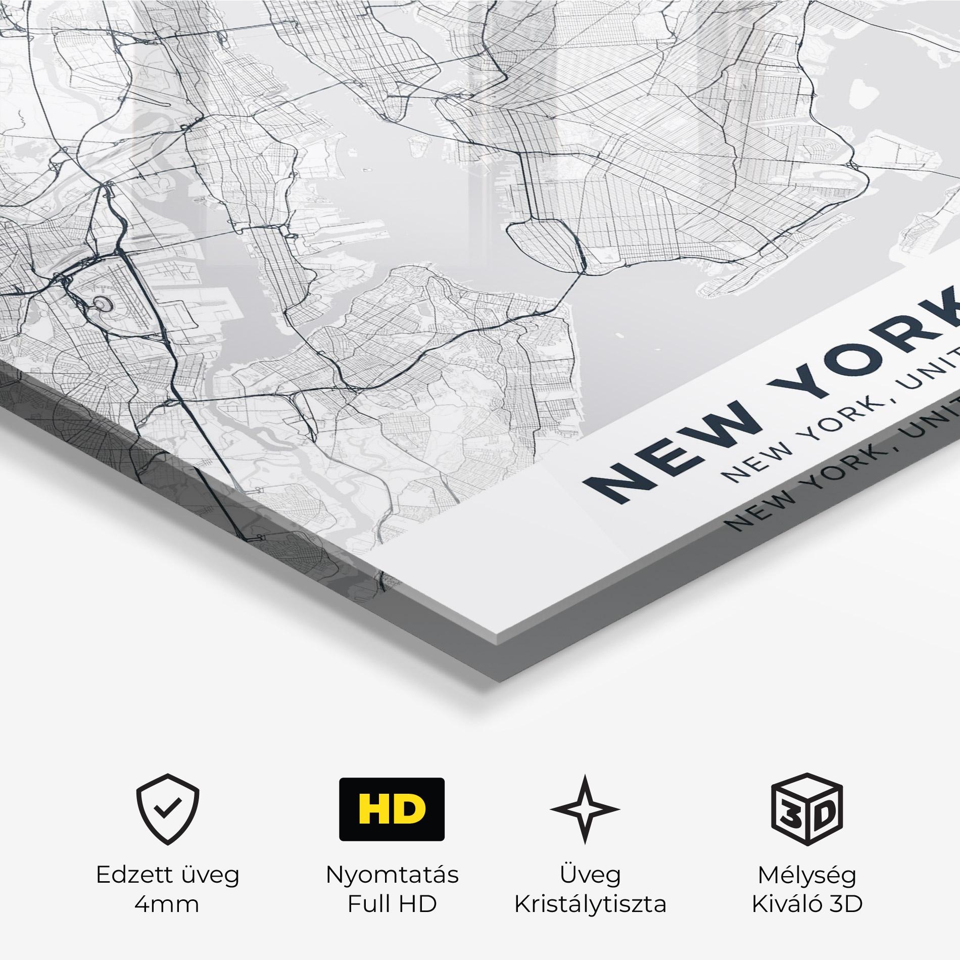 Üvegkép New York Map mockup 3