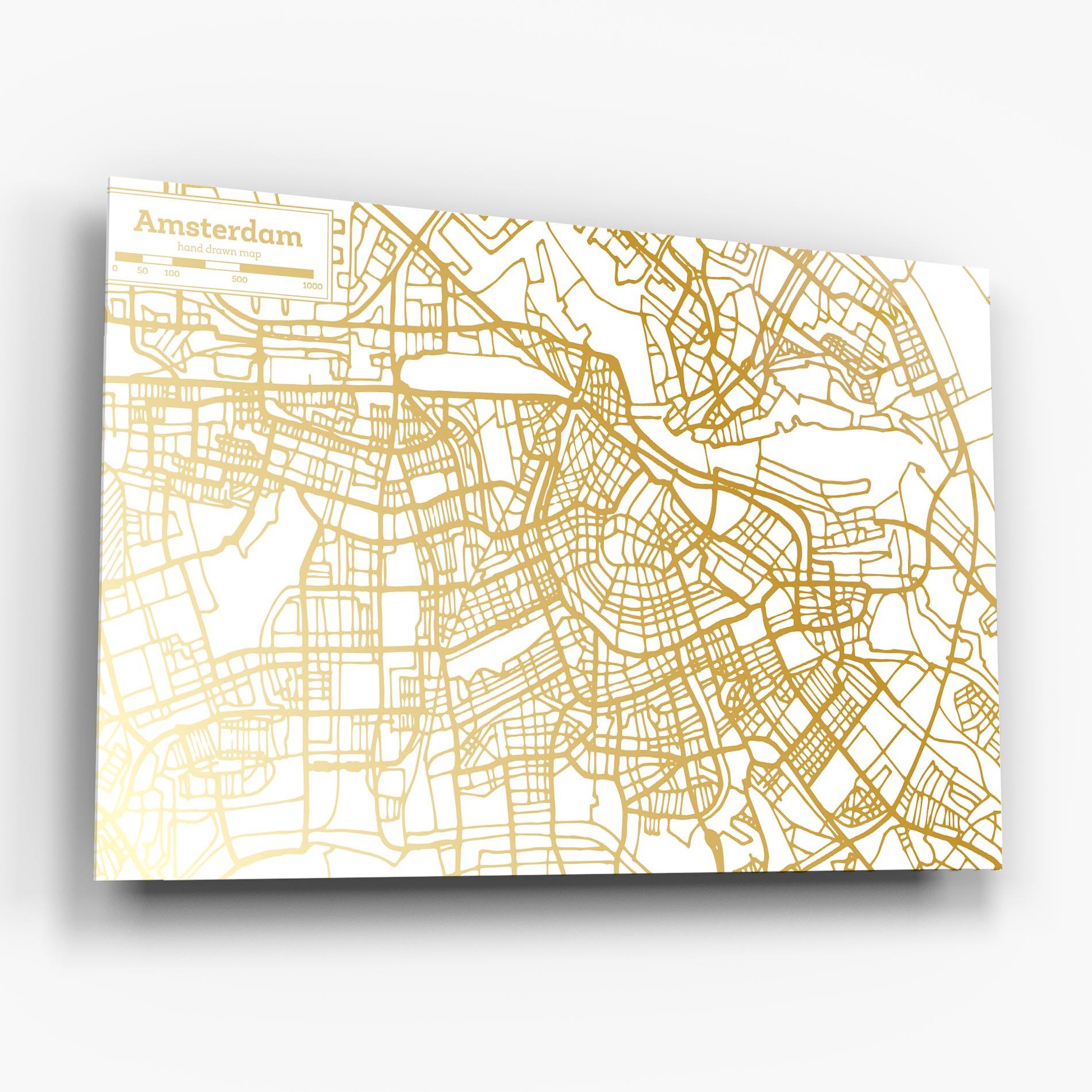 Üvegkép Amsterdam Gold Map mockup 6