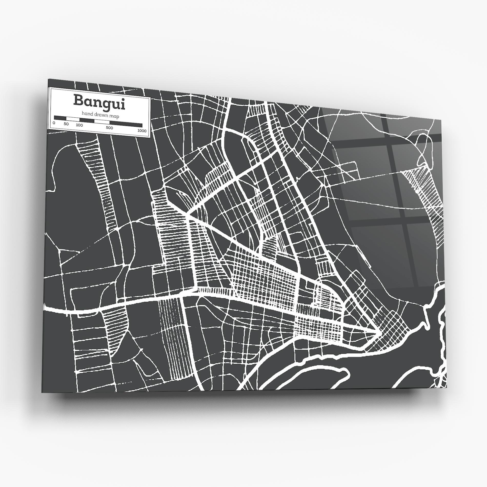Üvegkép Bangui Map mockup 6