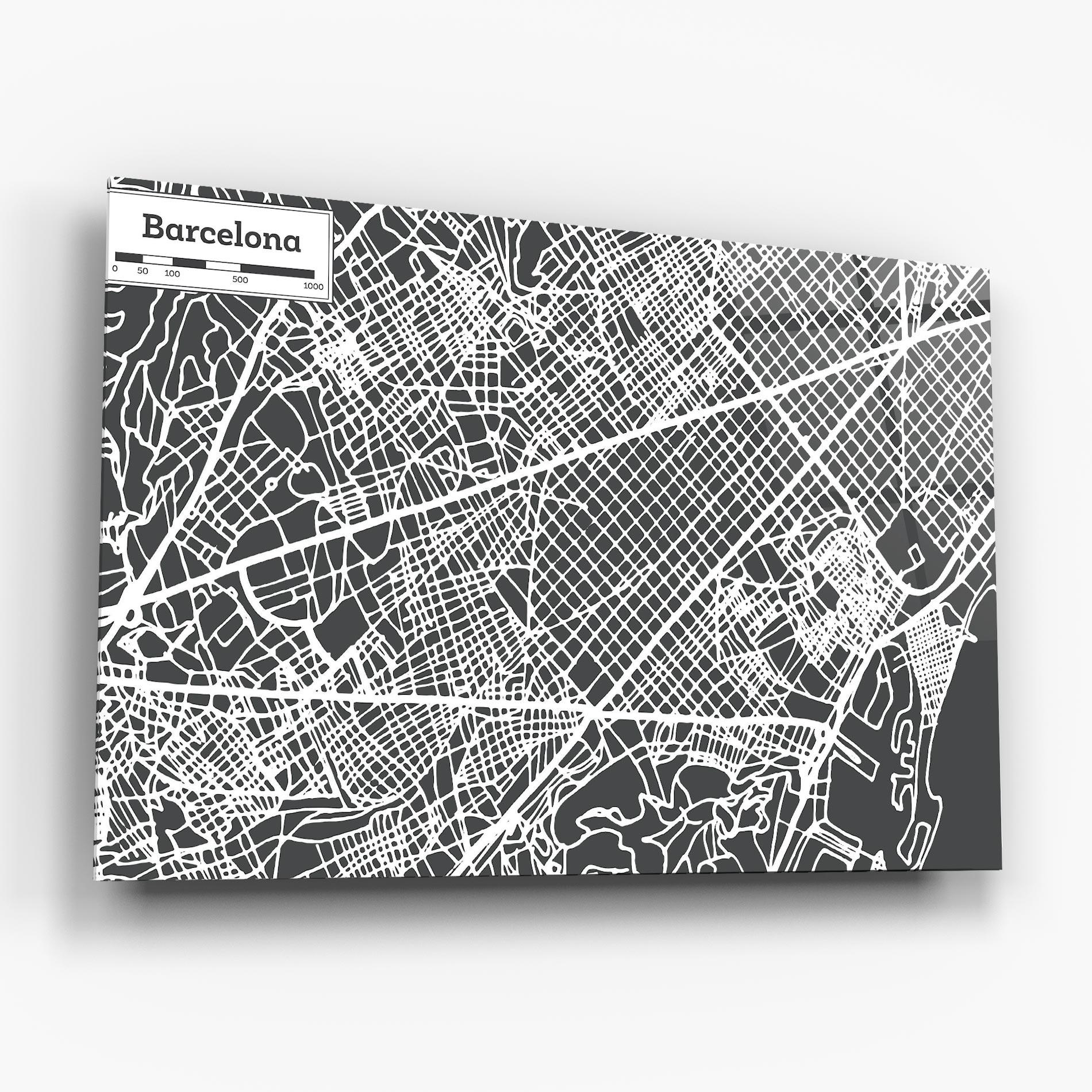Üvegkép Barcelona Map mockup 6