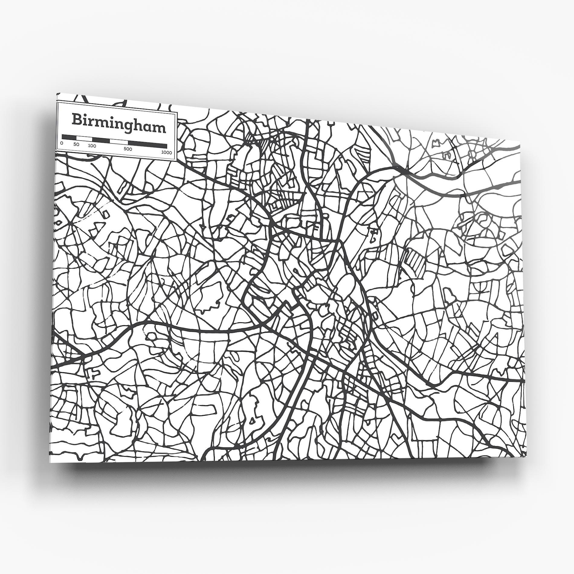 Üvegkép Birmingham Map mockup 6
