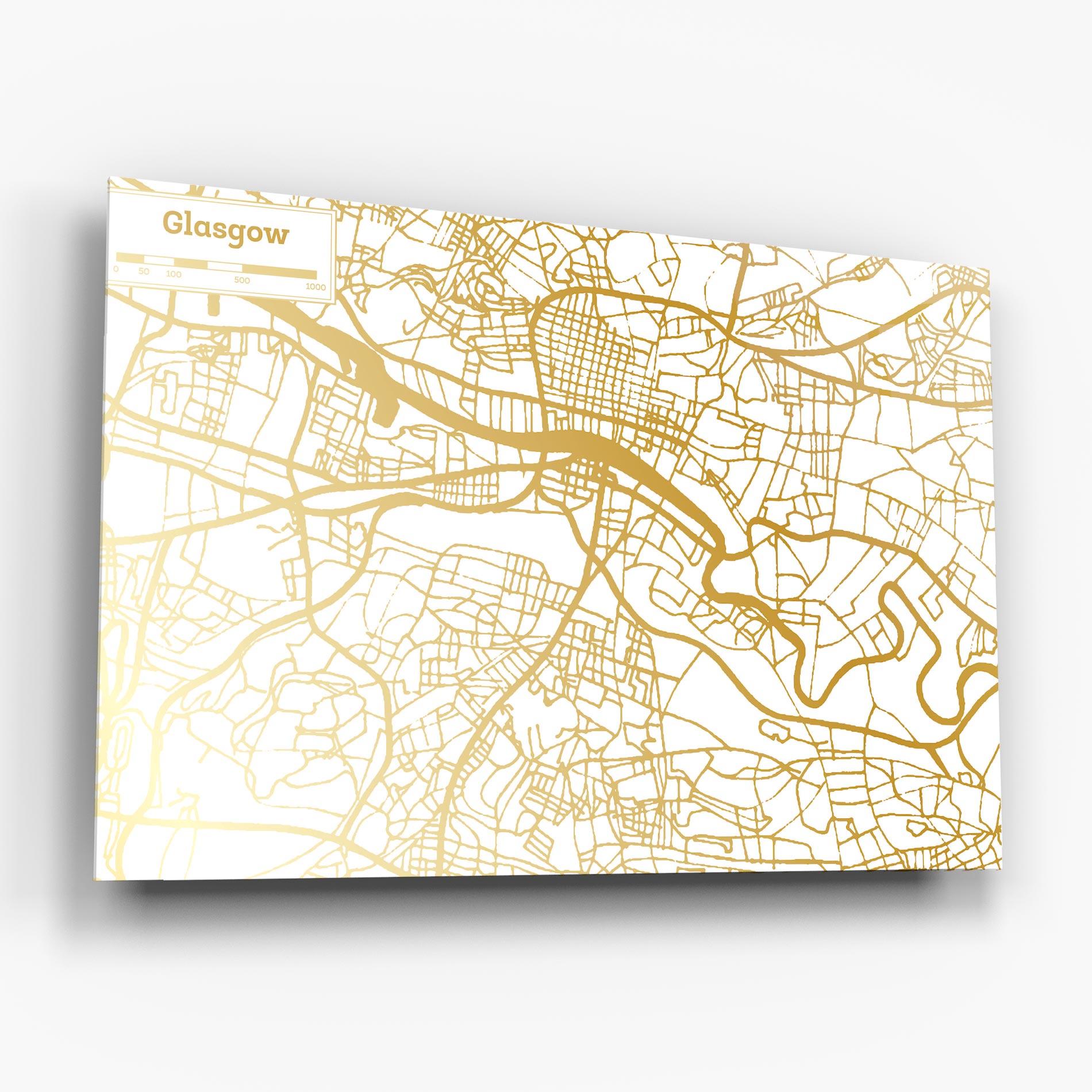 Üvegkép Glasgow Gold Map mockup 6