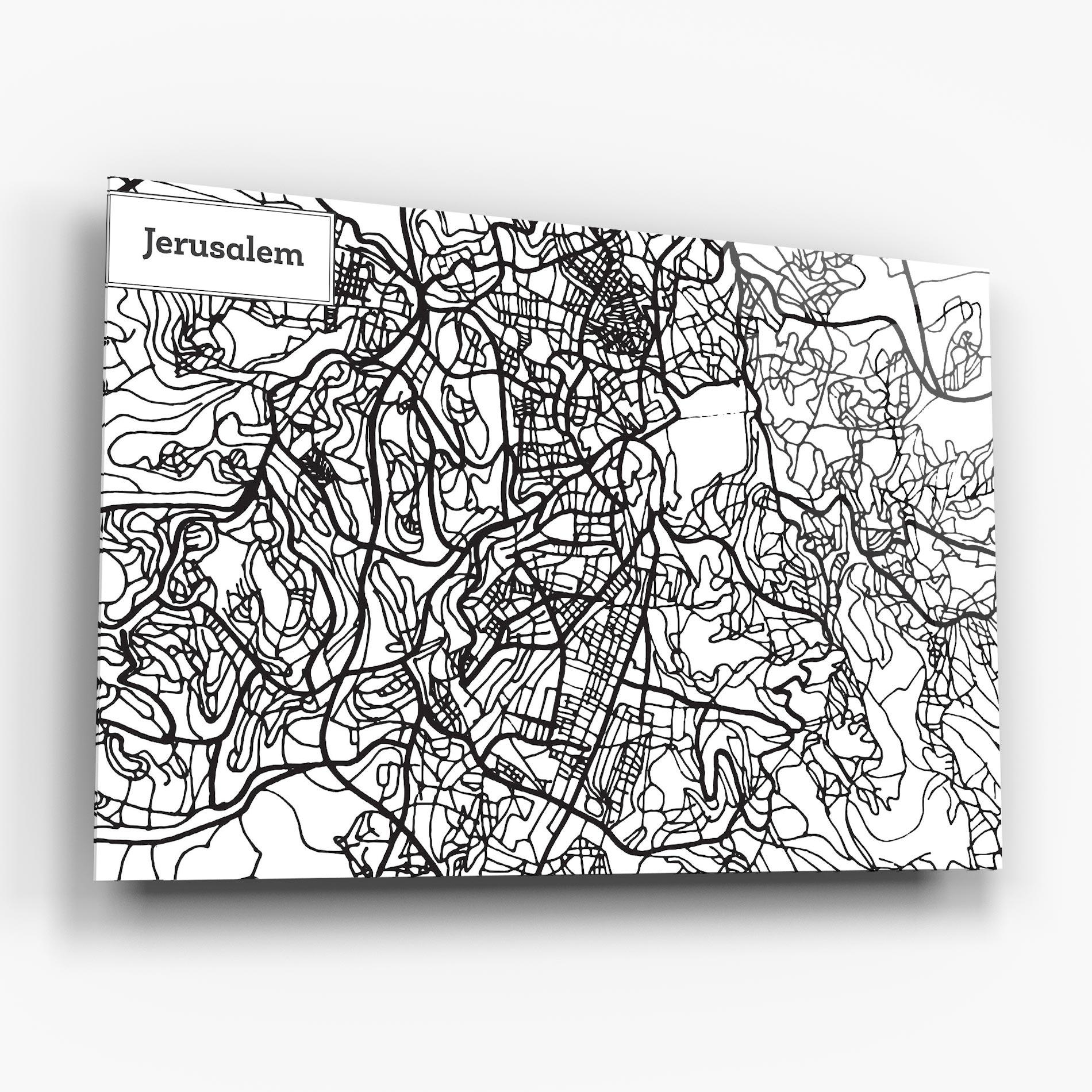 Üvegkép Jerusalem Map mockup 6