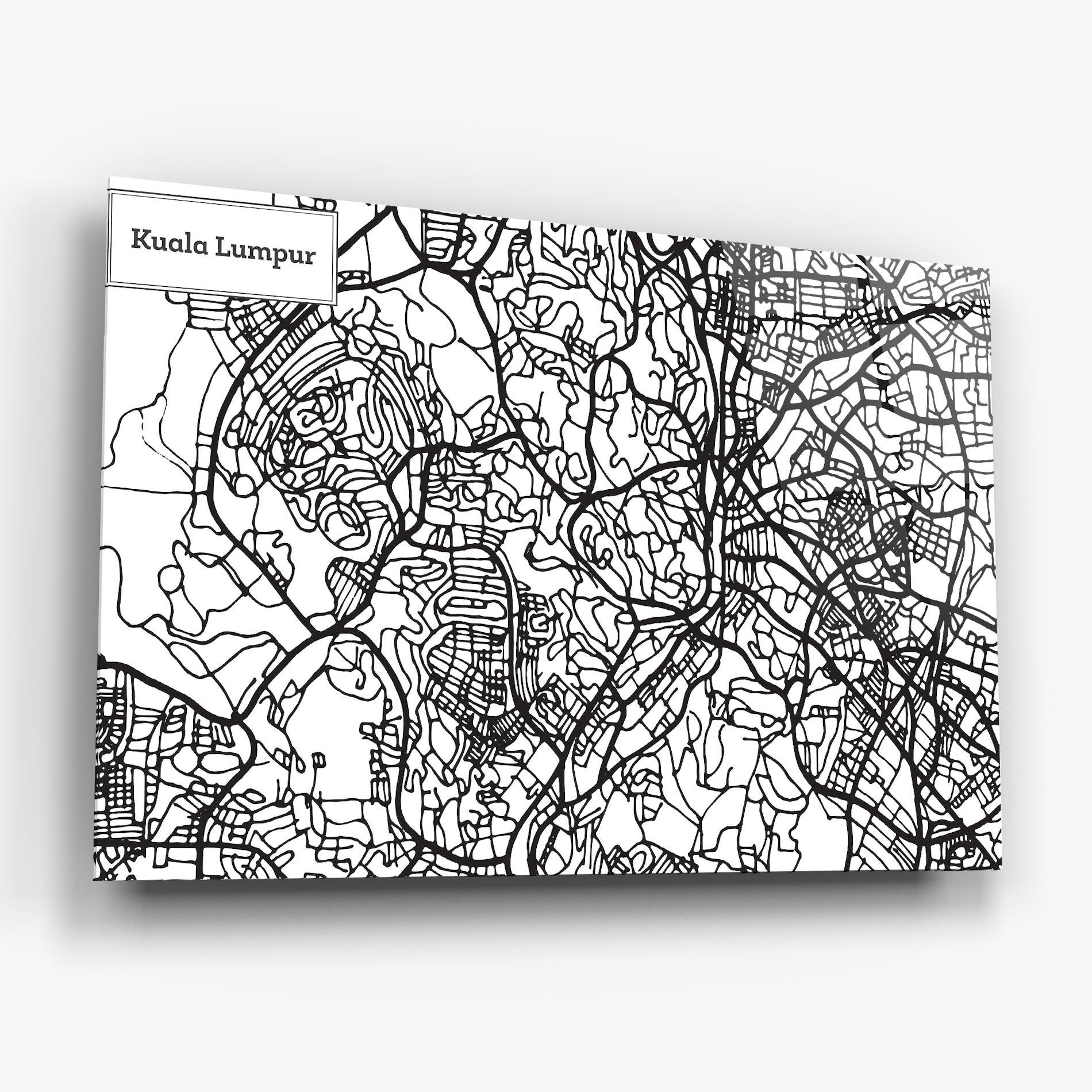 Üvegkép Kuala Lumpur Map mockup 6
