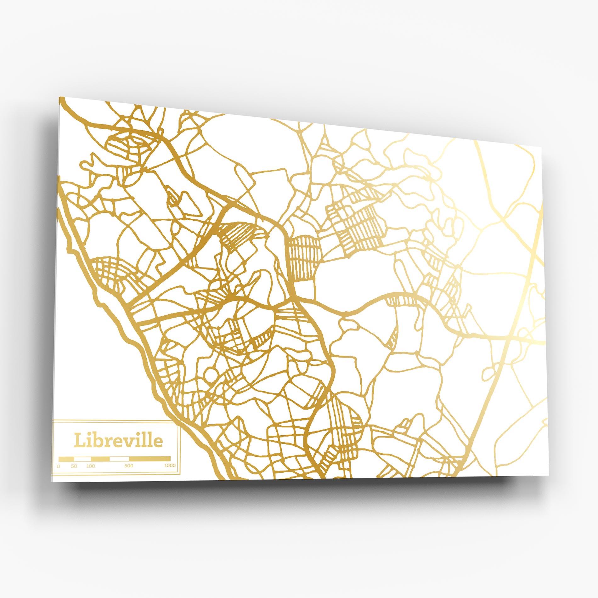 Üvegkép Libreville Gold Map mockup 6