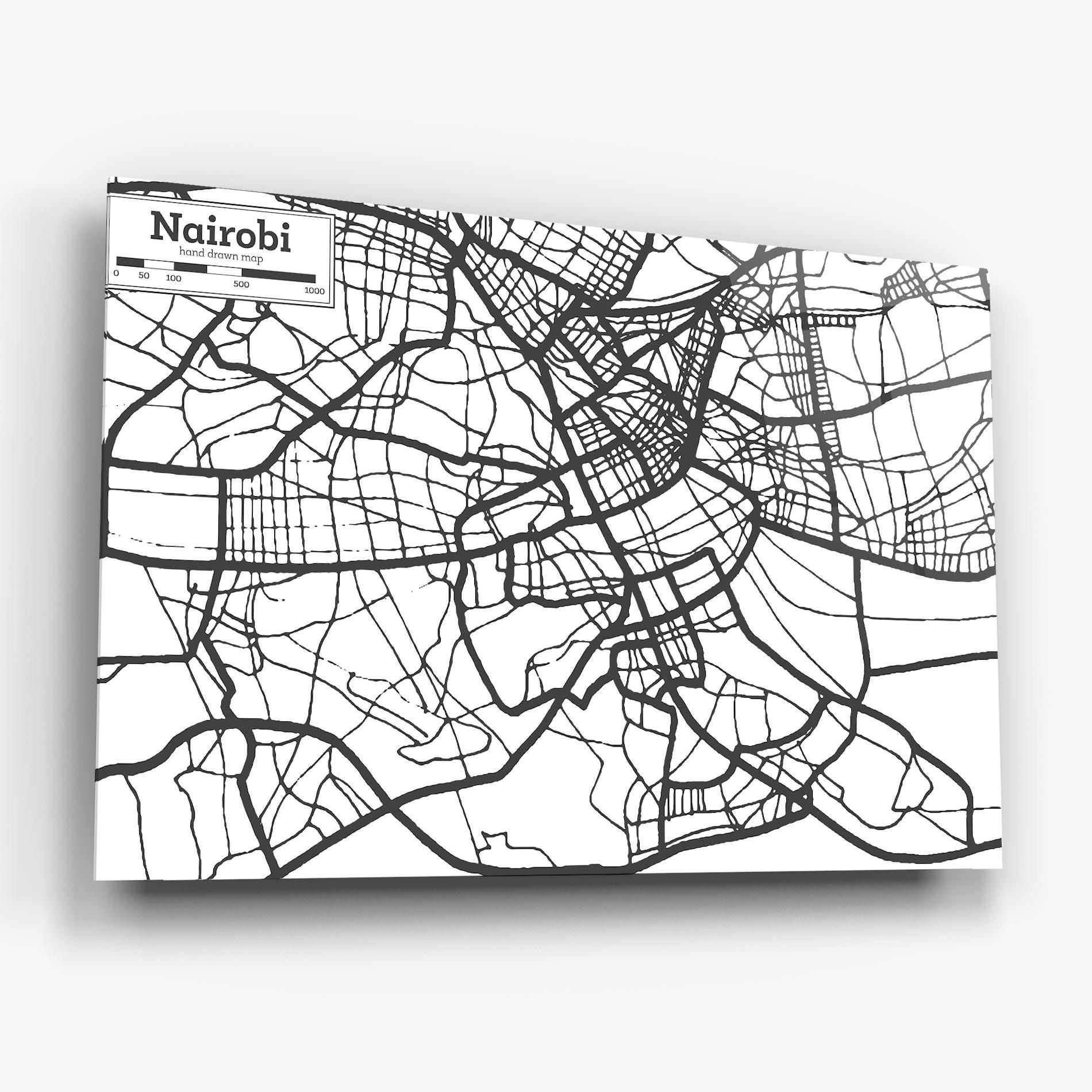 Üvegkép Nairobi Map mockup 6