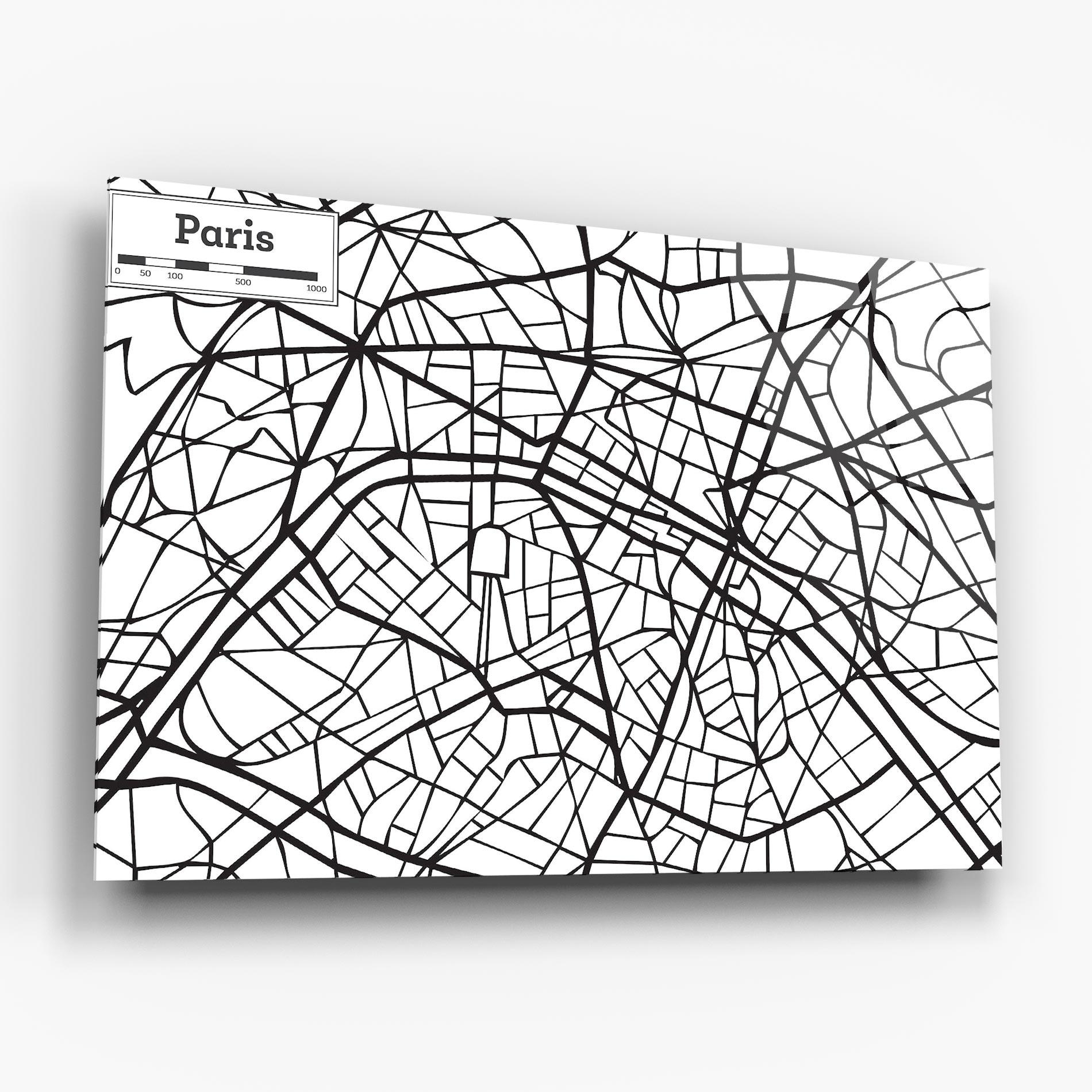 Üvegkép Paris Map mockup 6