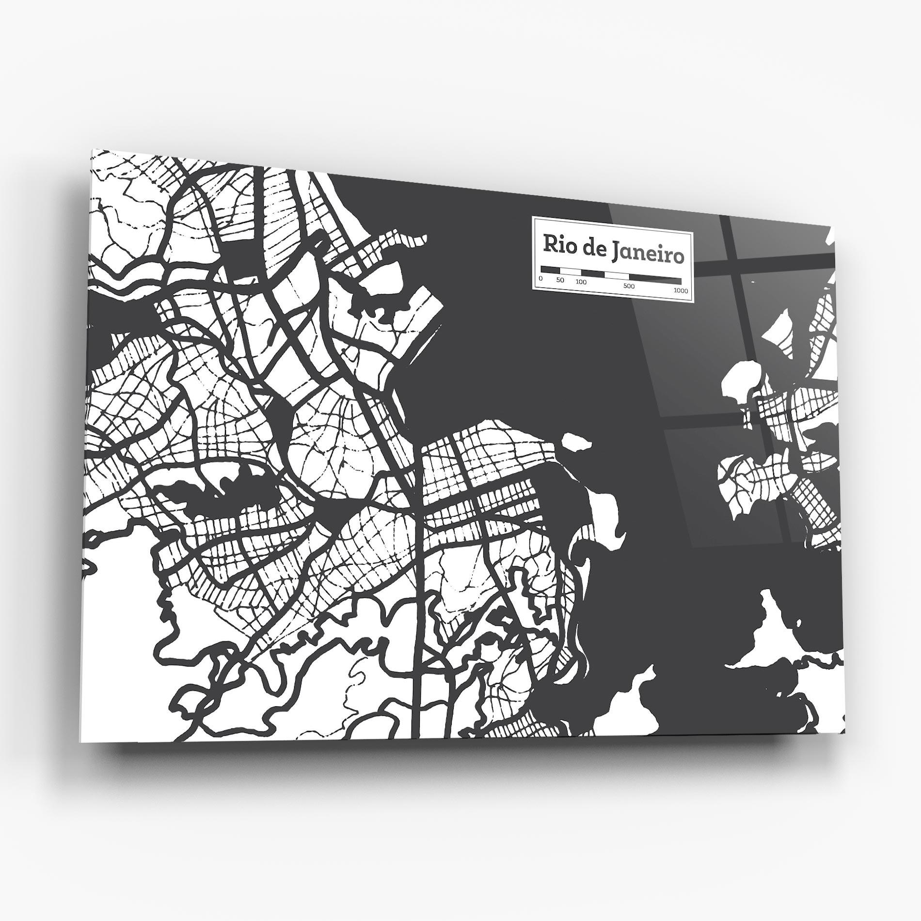 Üvegkép Rio De Janeiro Map mockup 6
