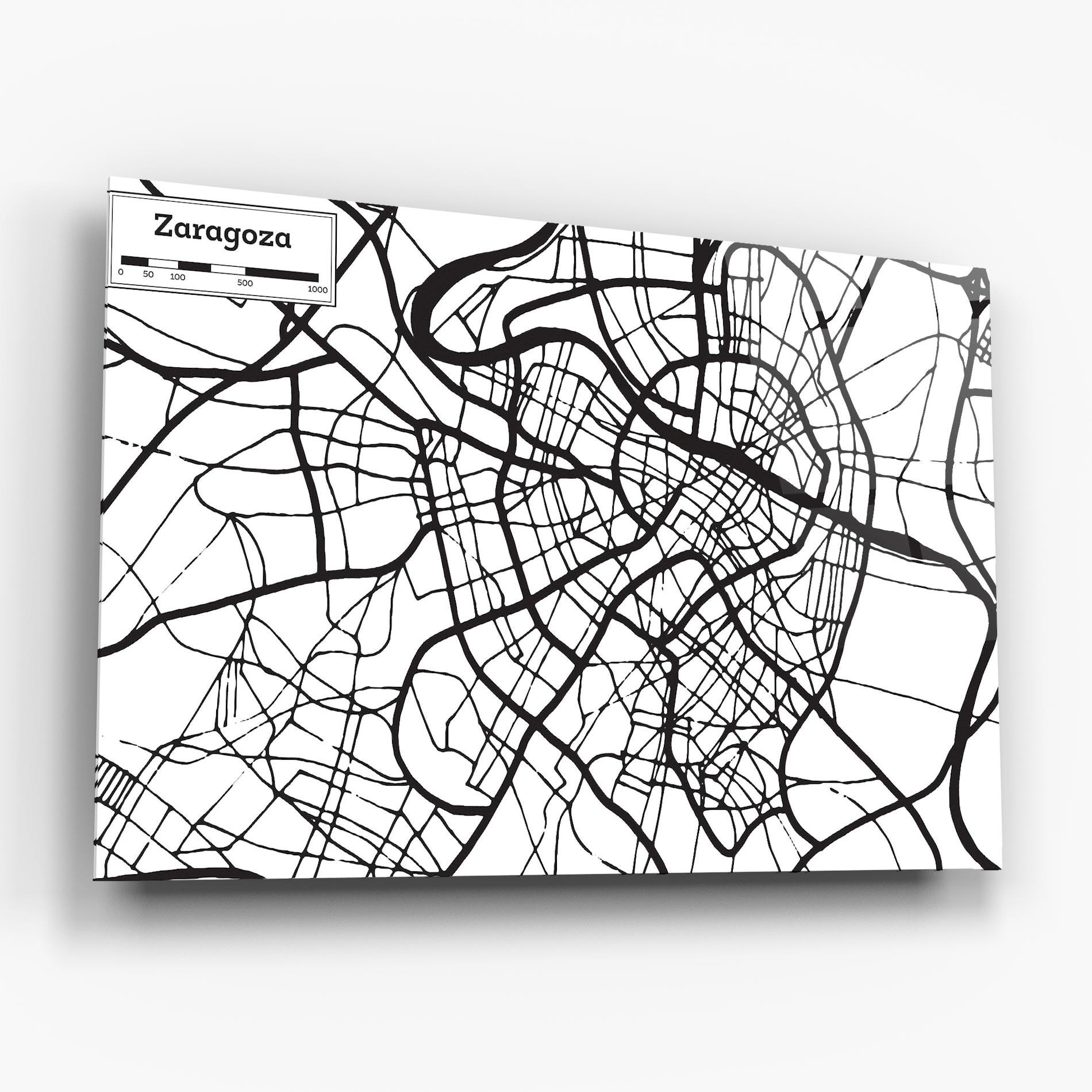 Üvegkép Zaragoza City Map mockup 6