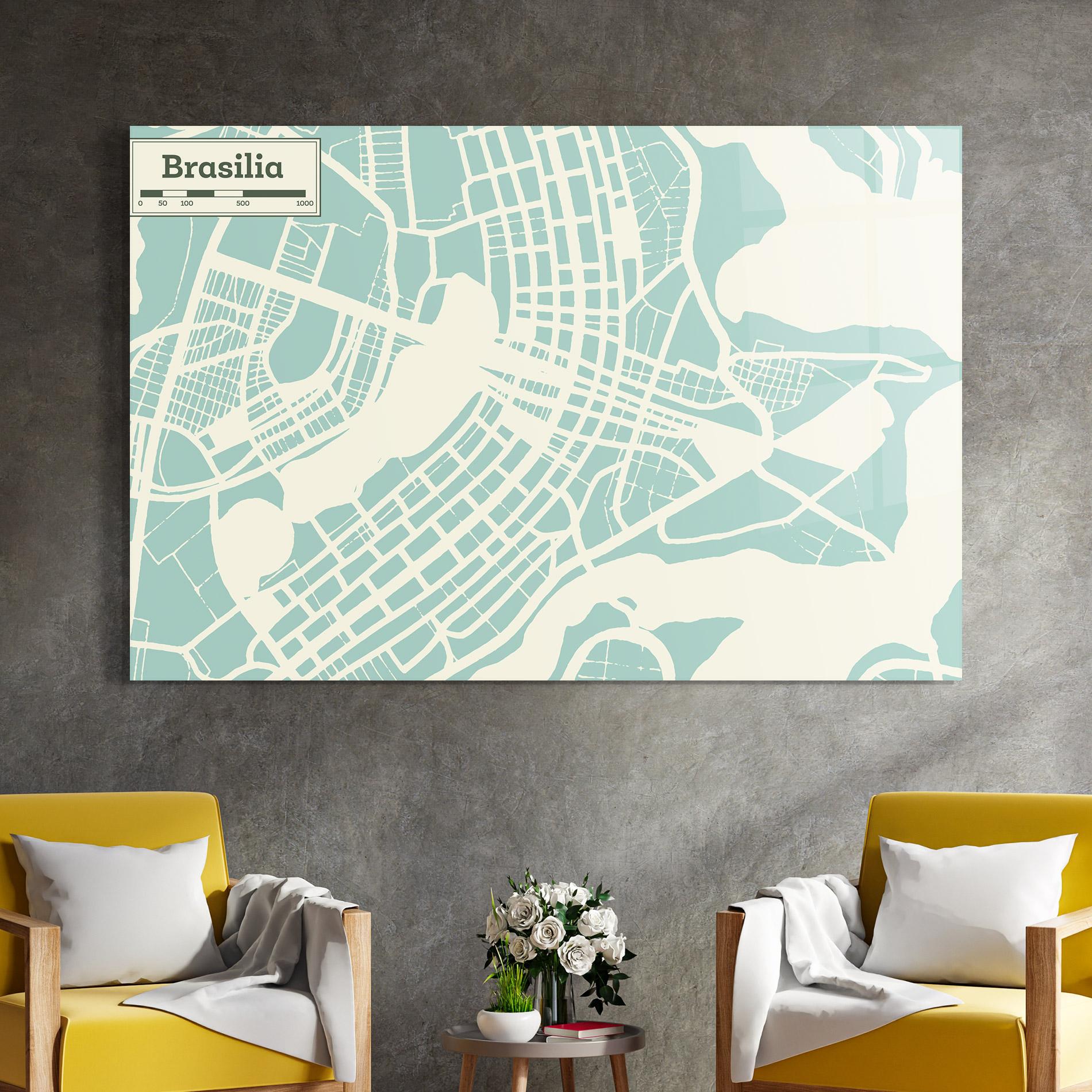 Üvegkép Brasilia Map mockup 4