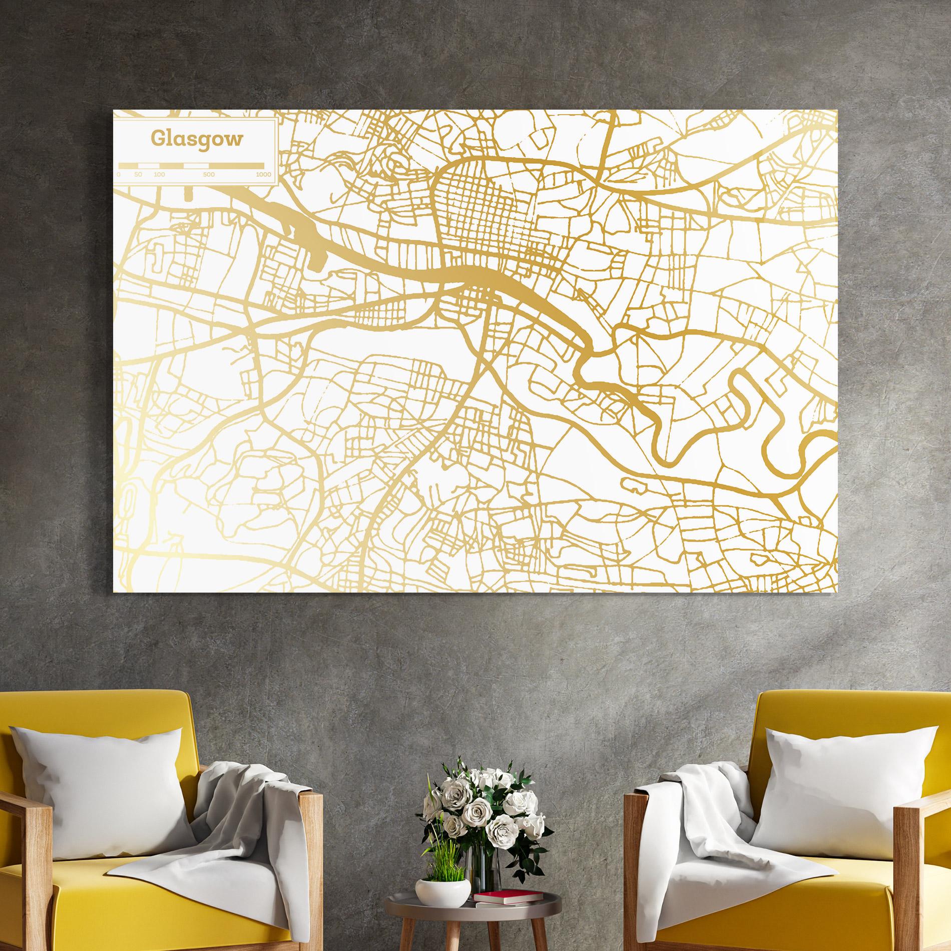 Üvegkép Glasgow Gold Map mockup 4