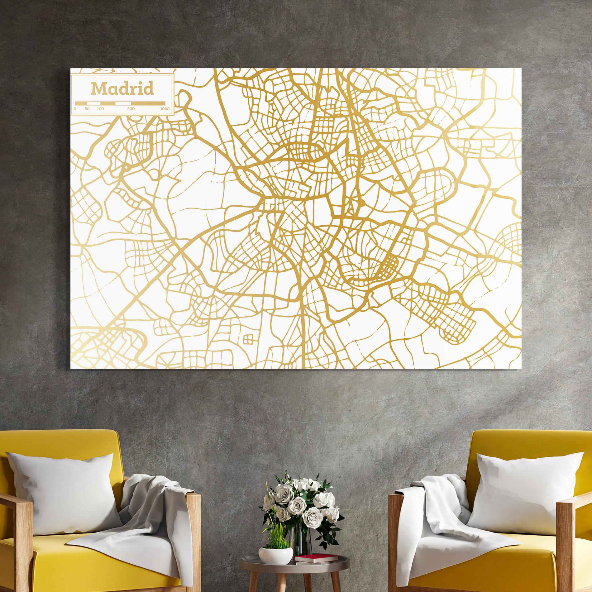 Üvegkép Madrid Gold Map mockup 4