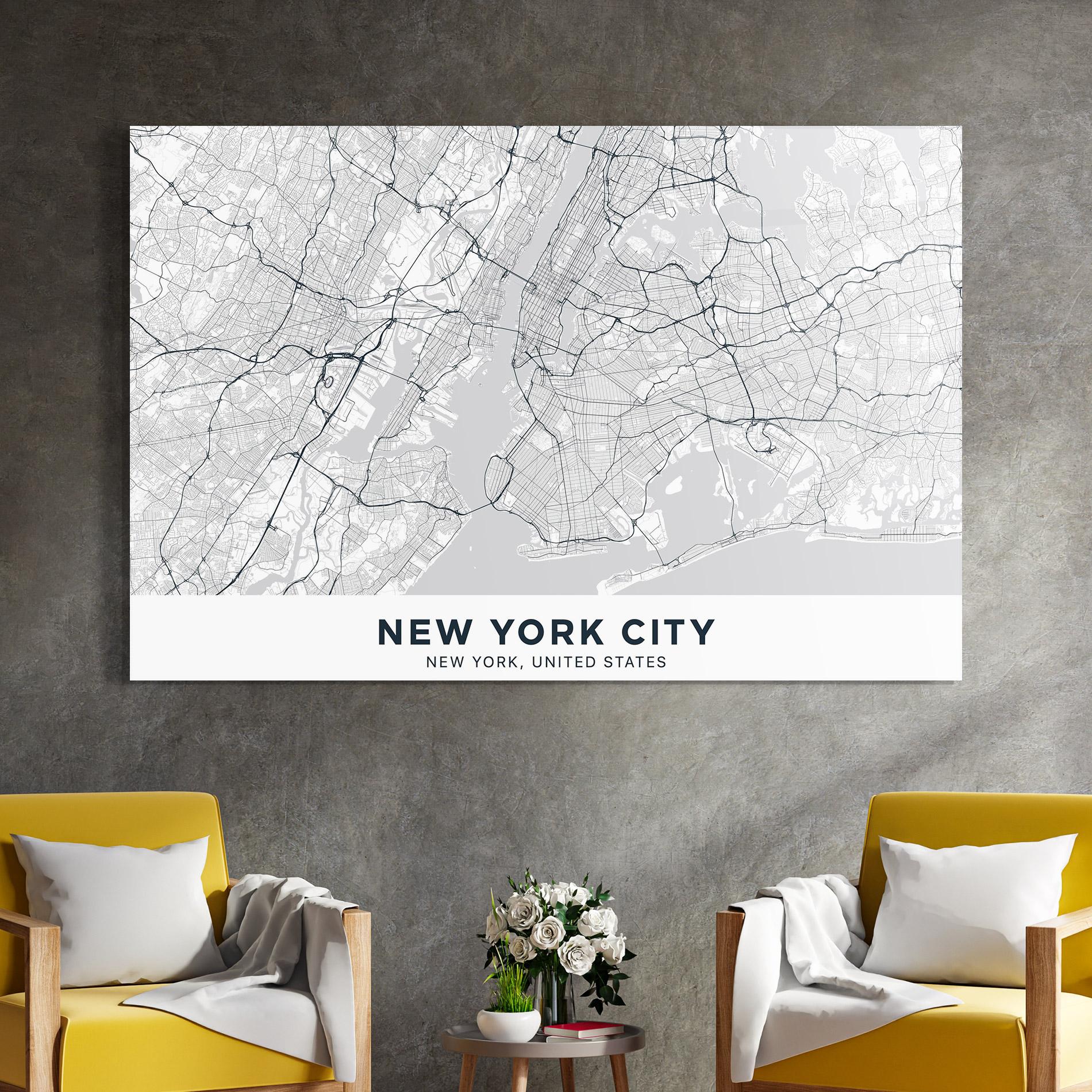 Üvegkép New York Map mockup 4
