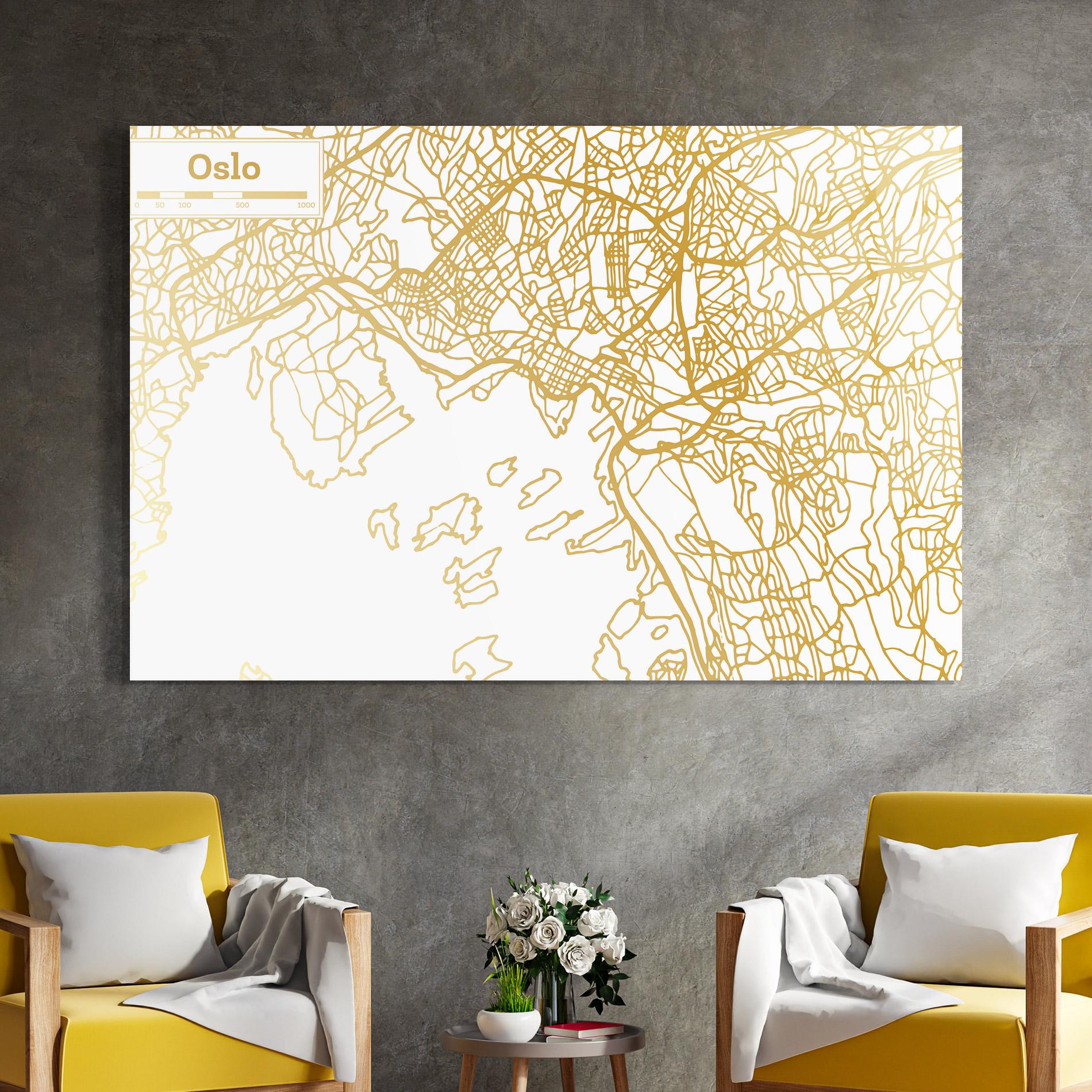 Üvegkép Oslo Gold Map mockup 4