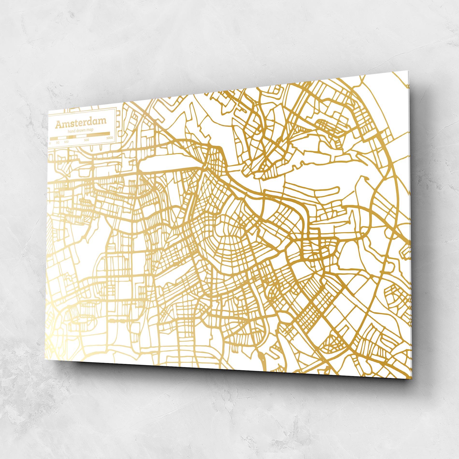 Üvegkép Amsterdam Gold Map mockup 1