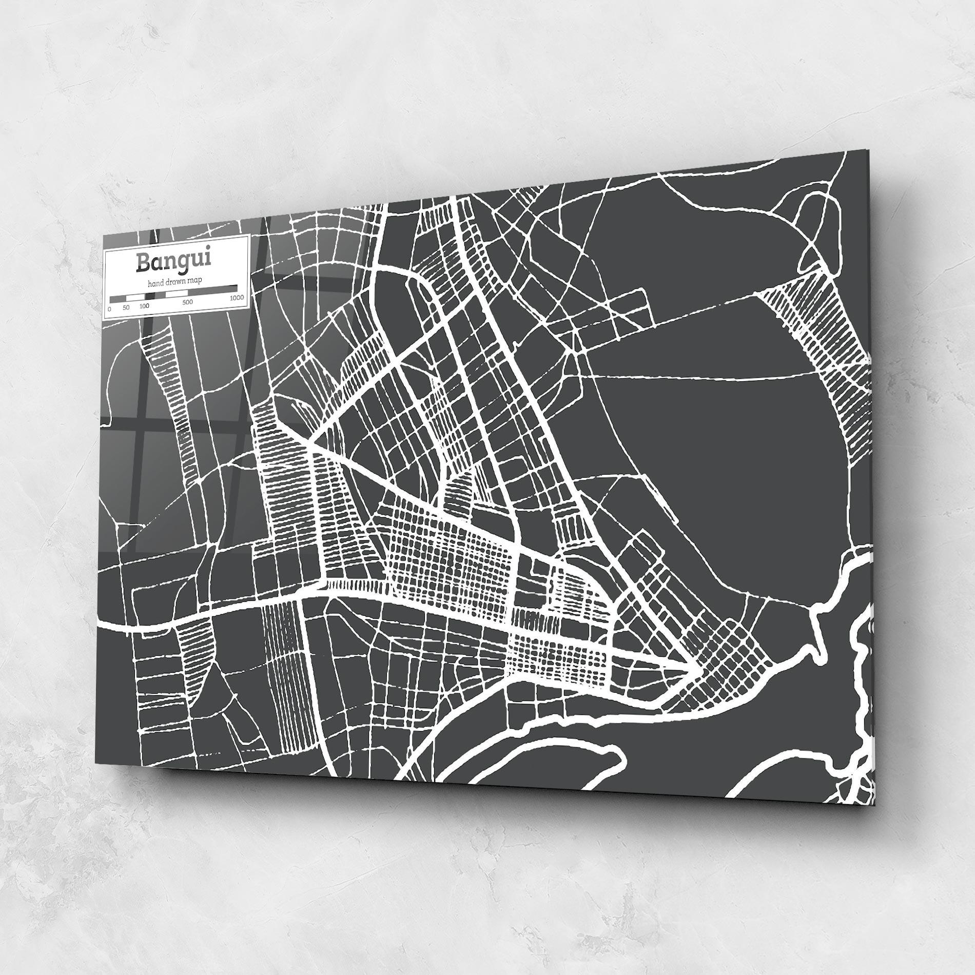 Üvegkép Bangui Map mockup 1