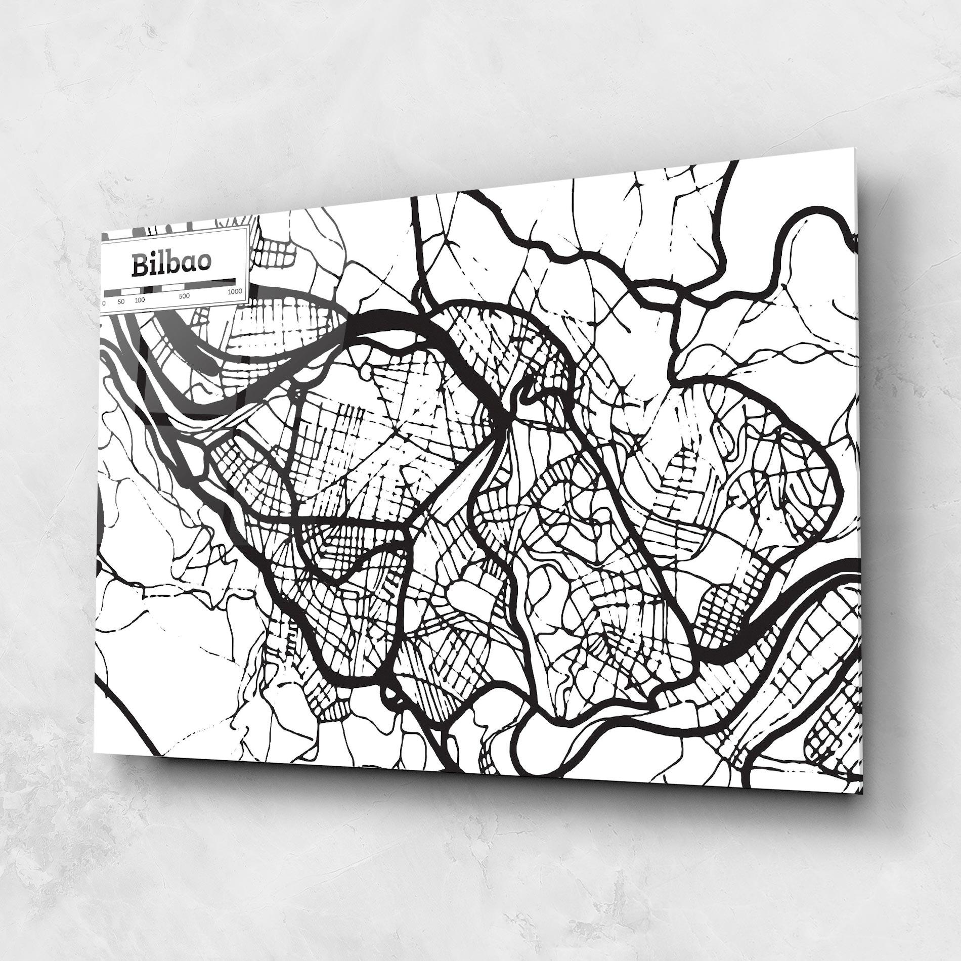 Üvegkép Bilbao Map mockup 1