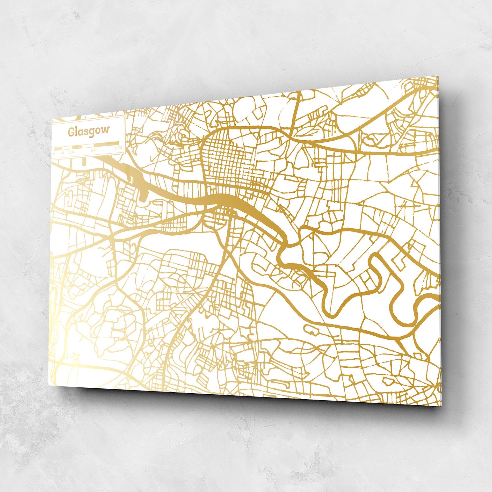 Üvegkép Glasgow Gold Map mockup 1