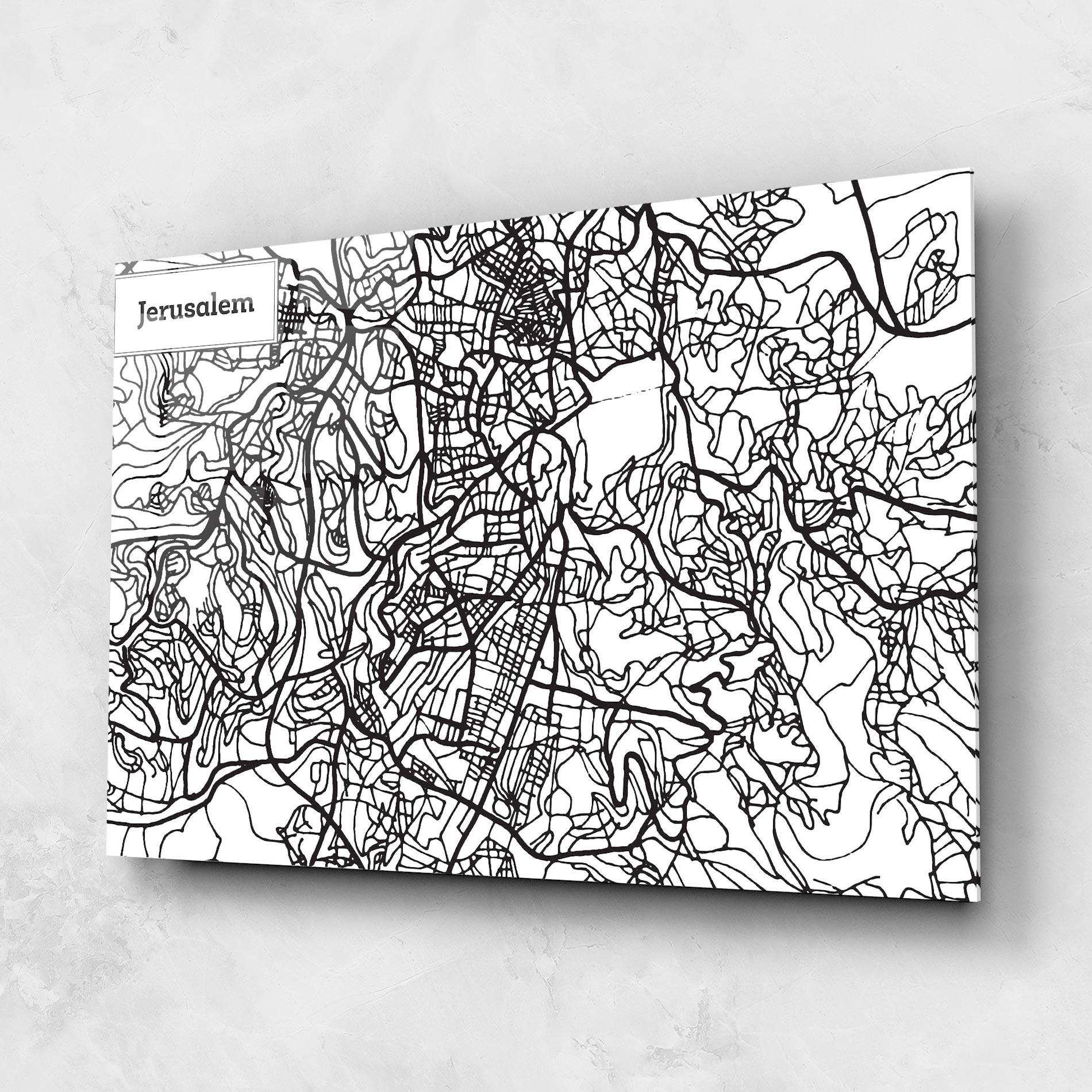 Üvegkép Jerusalem Map mockup 1
