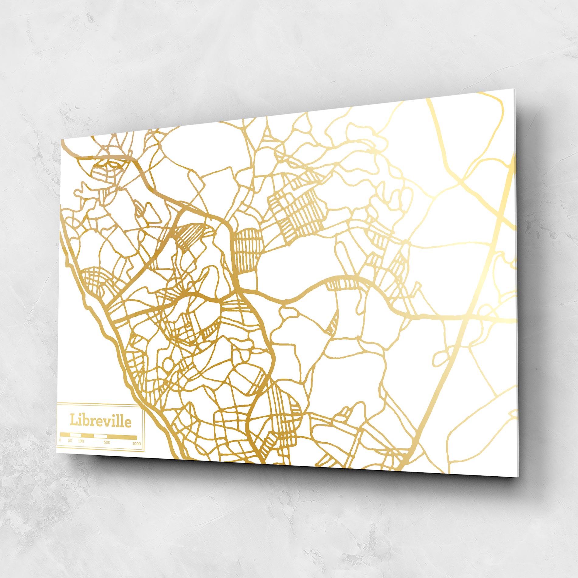 Üvegkép Libreville Gold Map mockup 1