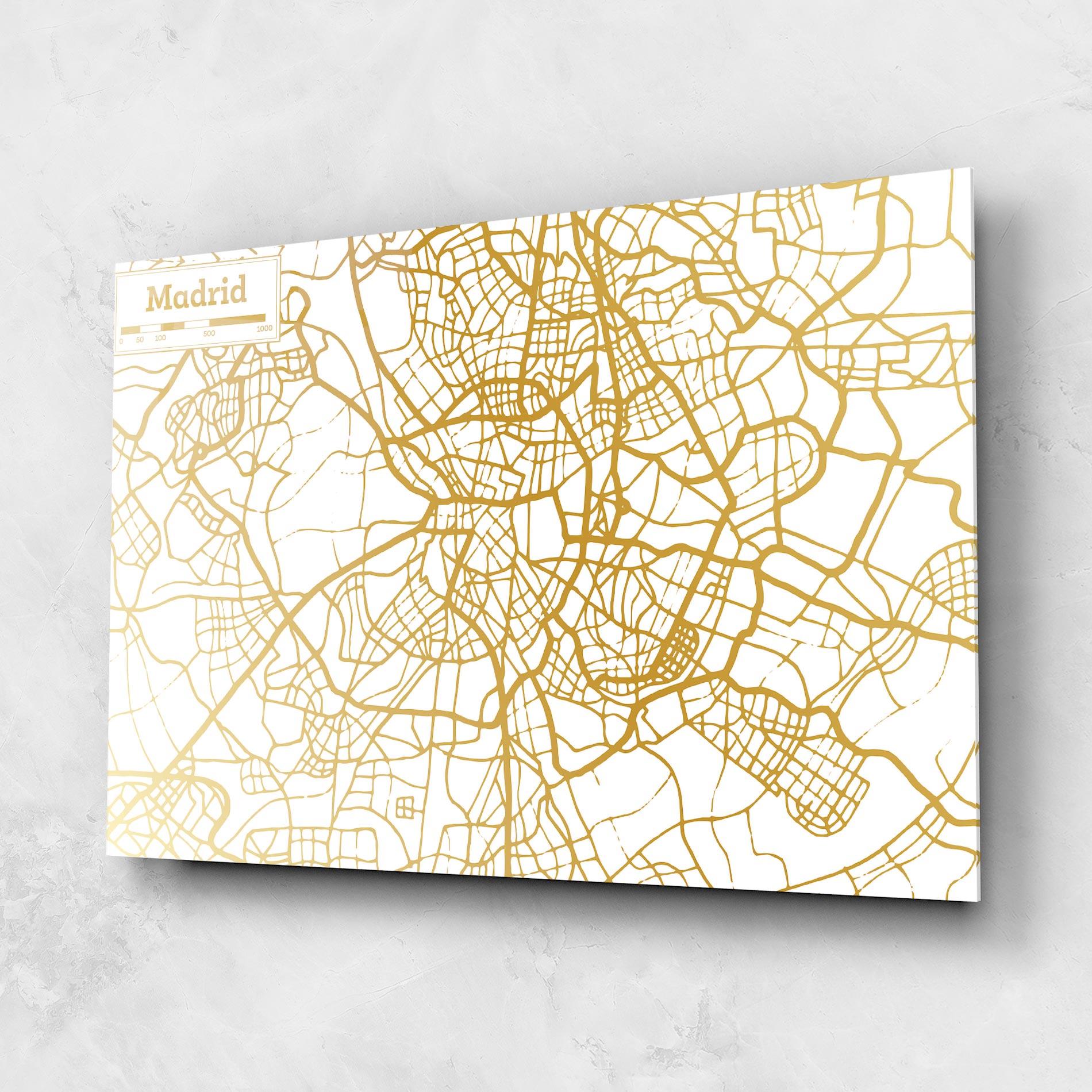 Üvegkép Madrid Gold Map mockup 1