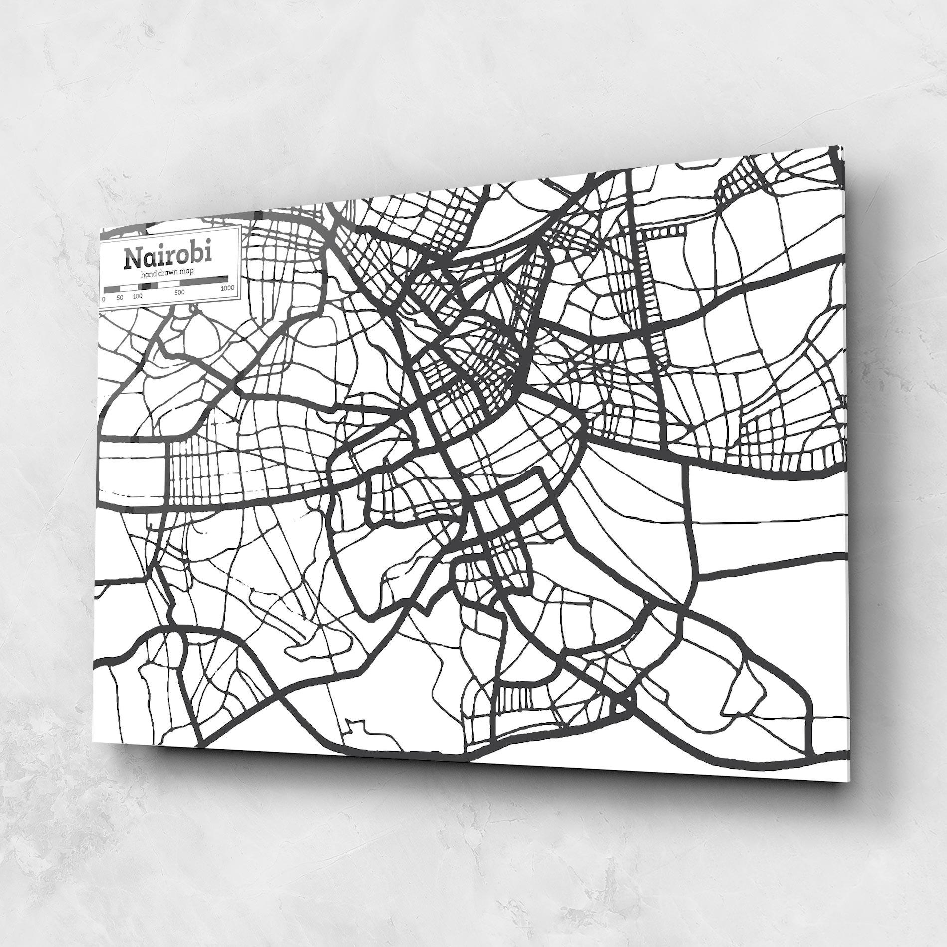 Üvegkép Nairobi Map mockup 1