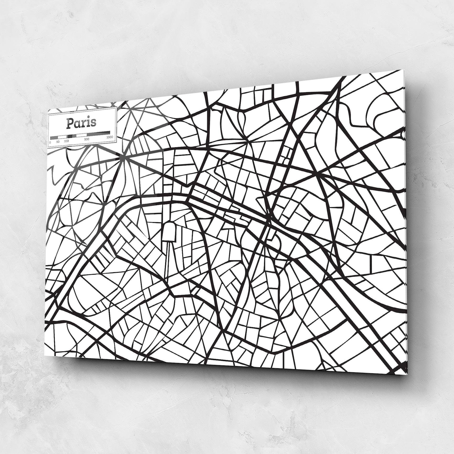 Üvegkép Paris Map mockup 1