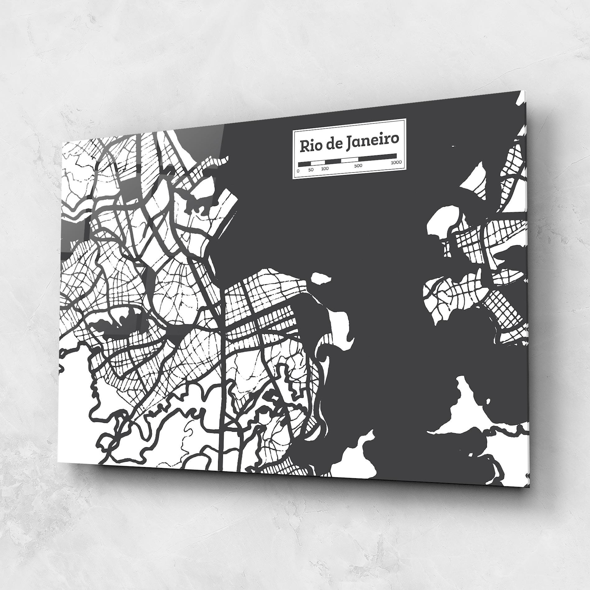 Üvegkép Rio De Janeiro Map mockup 1