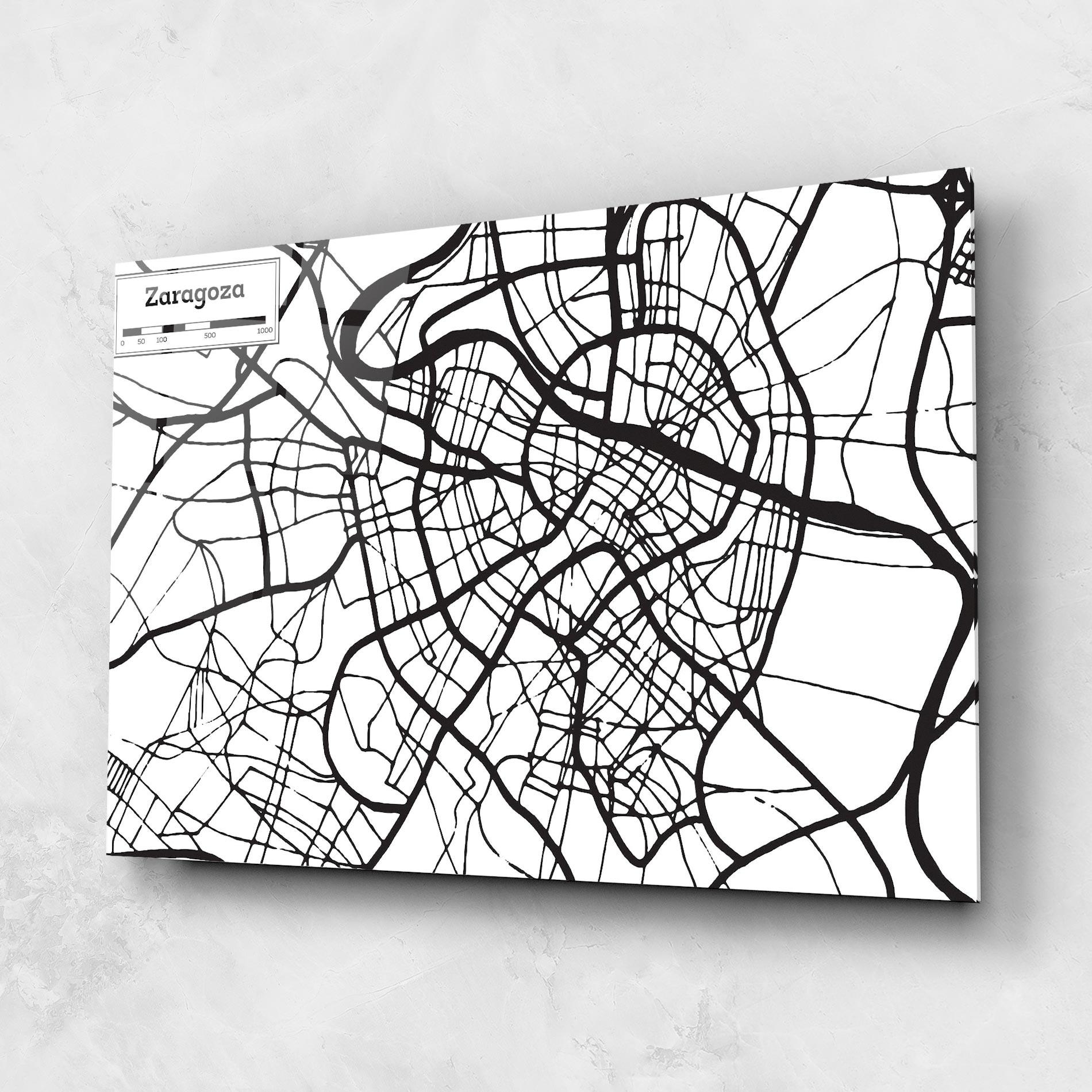 Üvegkép Zaragoza City Map mockup 1
