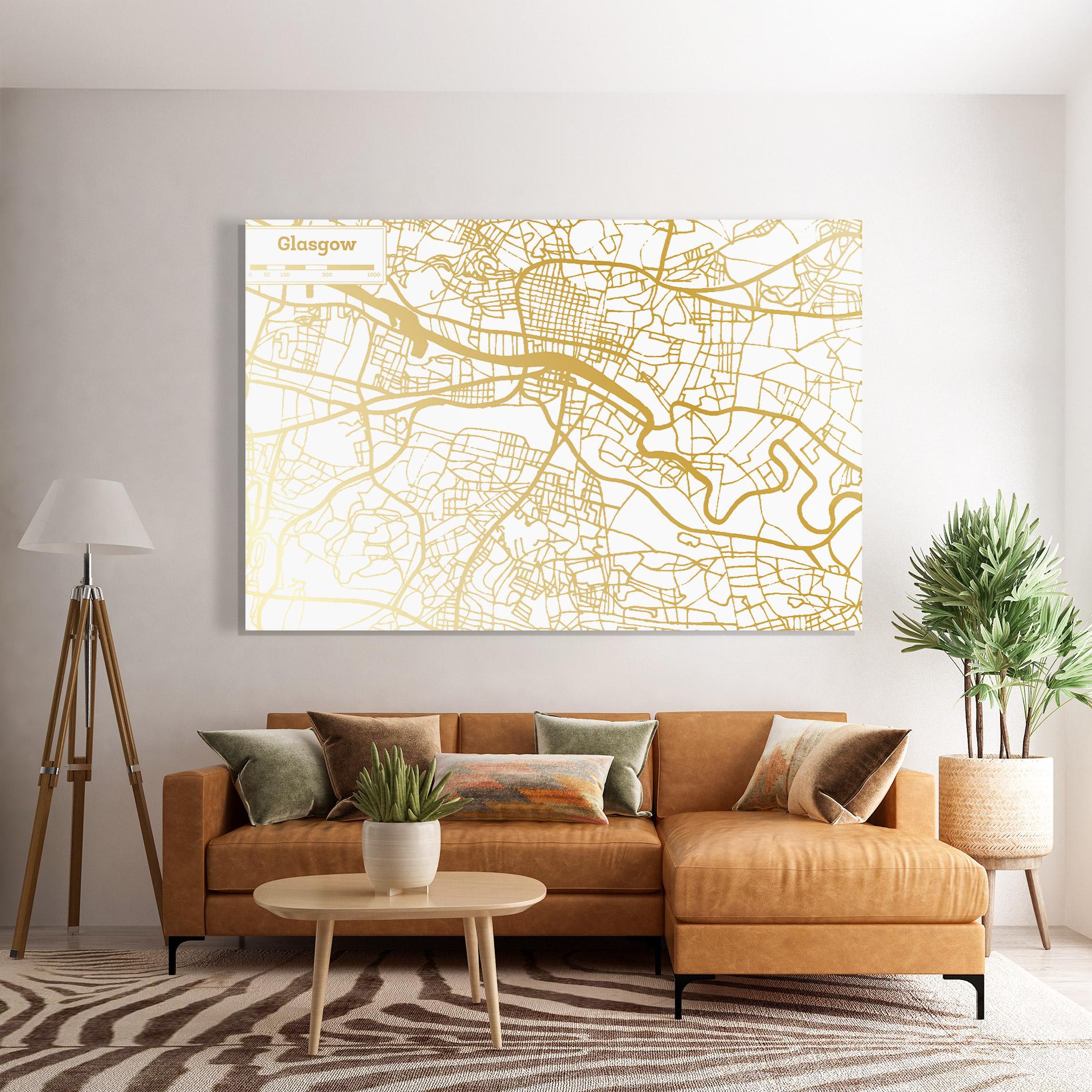 Üvegkép Glasgow Gold Map mockup 7