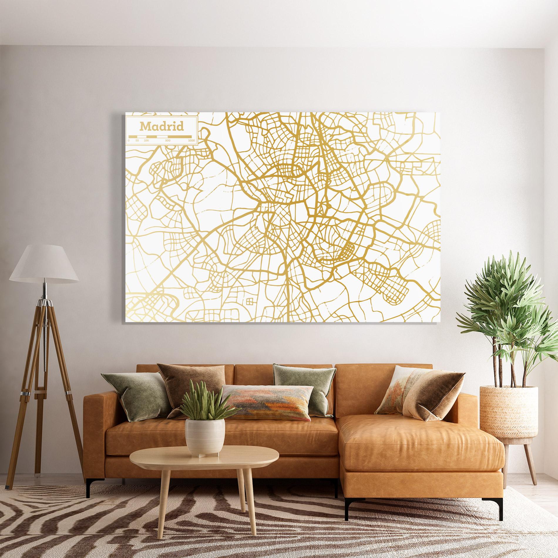 Üvegkép Madrid Gold Map mockup 7