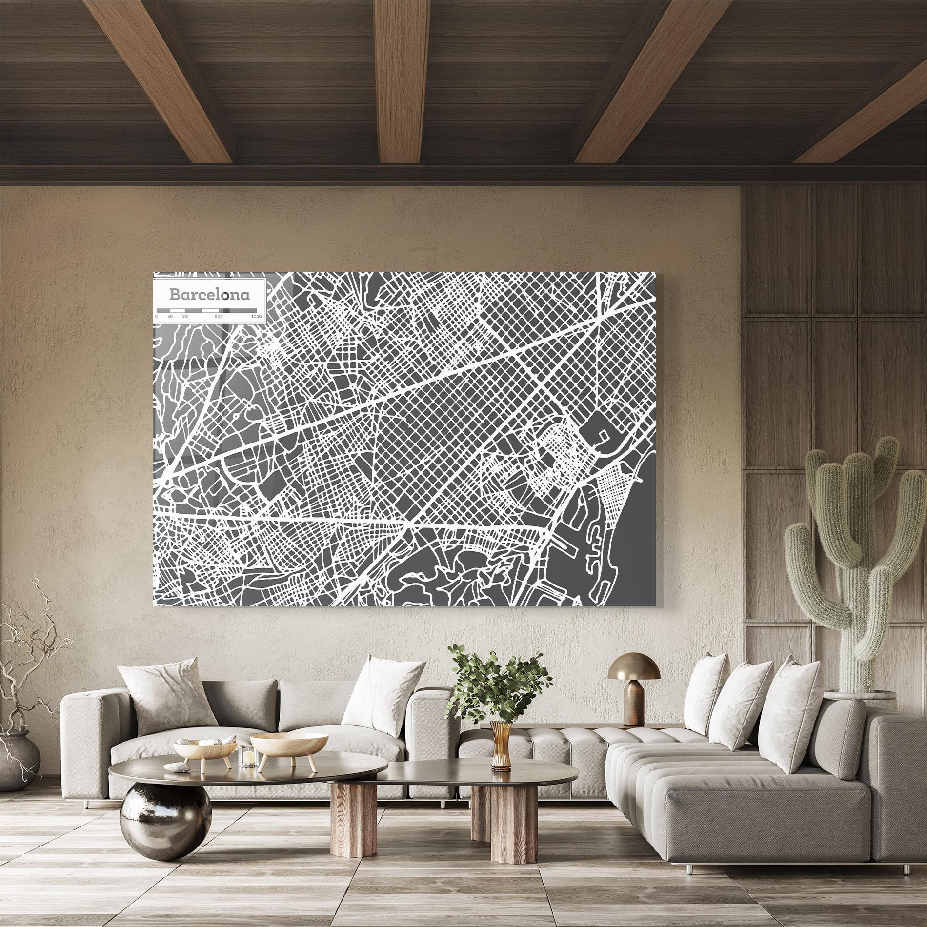 Üvegkép Barcelona Map mockup 8