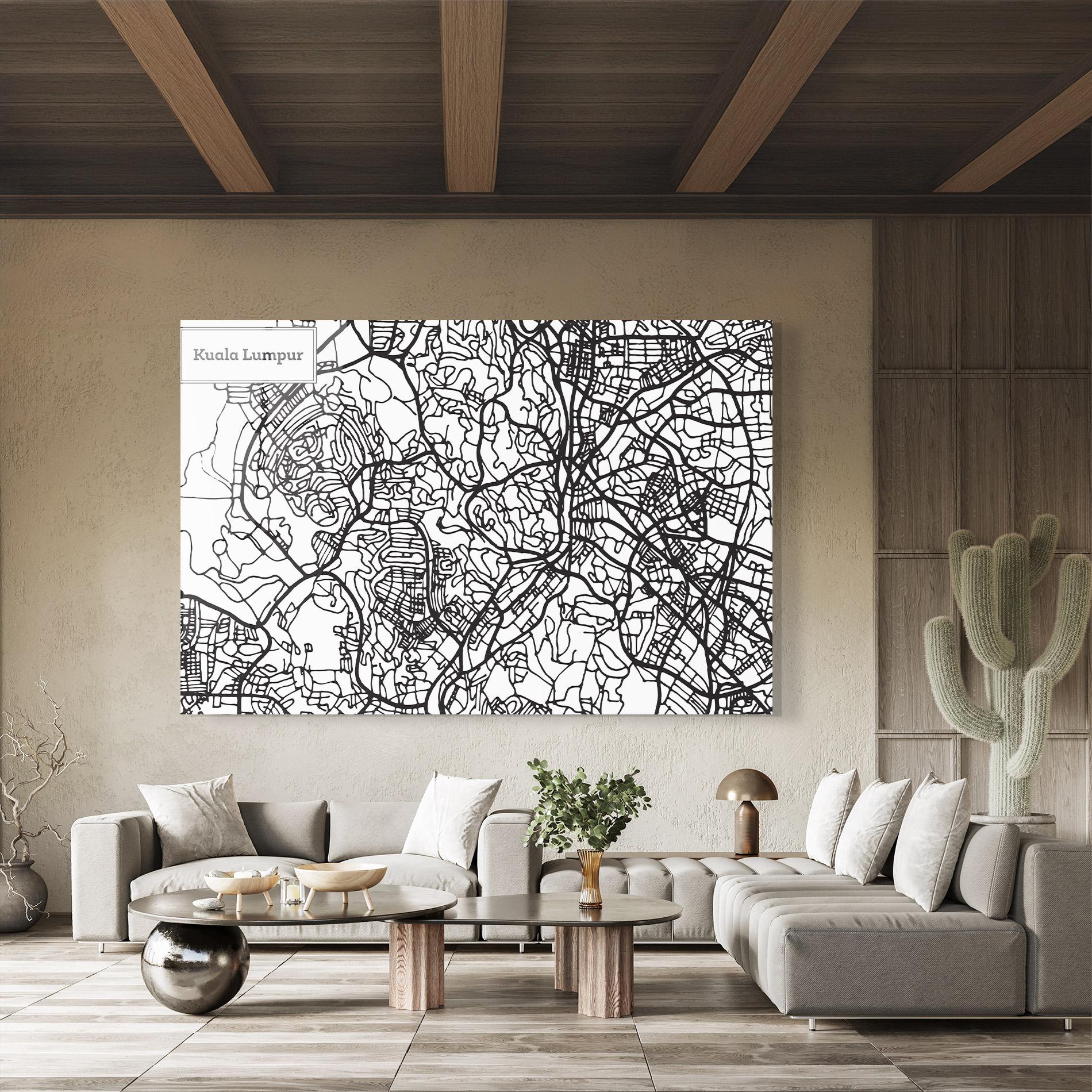 Üvegkép Kuala Lumpur Map mockup 8