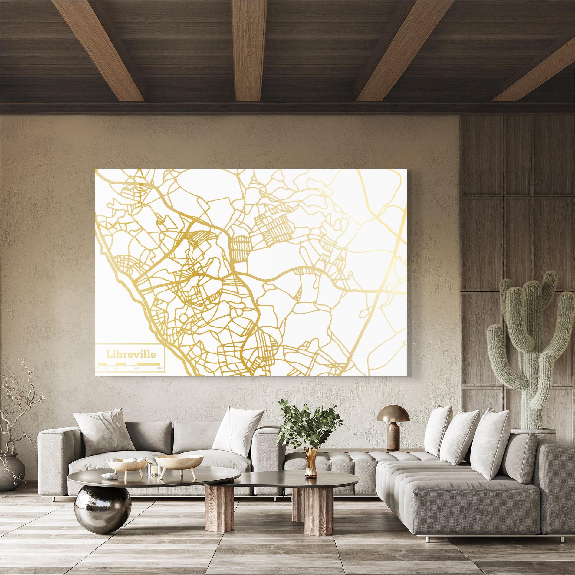 Üvegkép Libreville Gold Map mockup 8