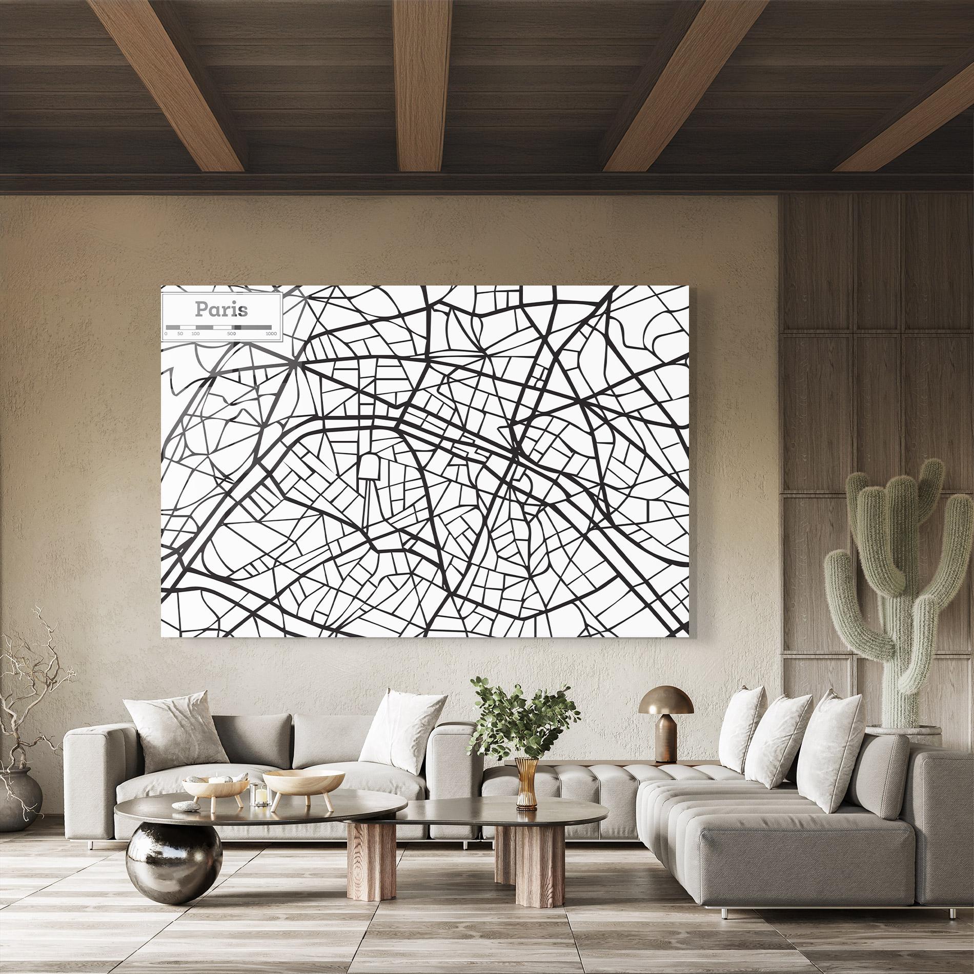 Üvegkép Paris Map mockup 8