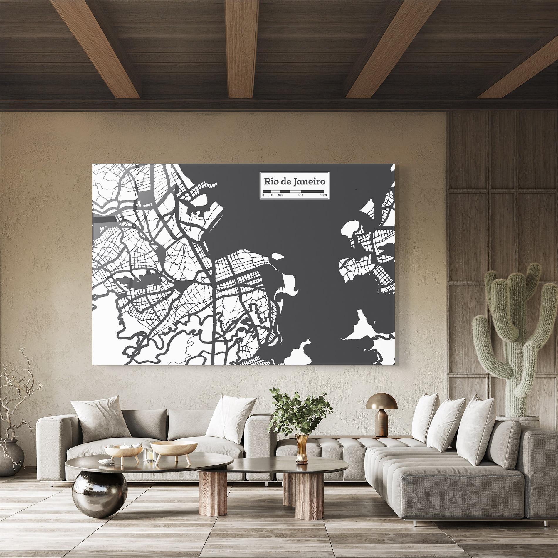 Üvegkép Rio De Janeiro Map mockup 8