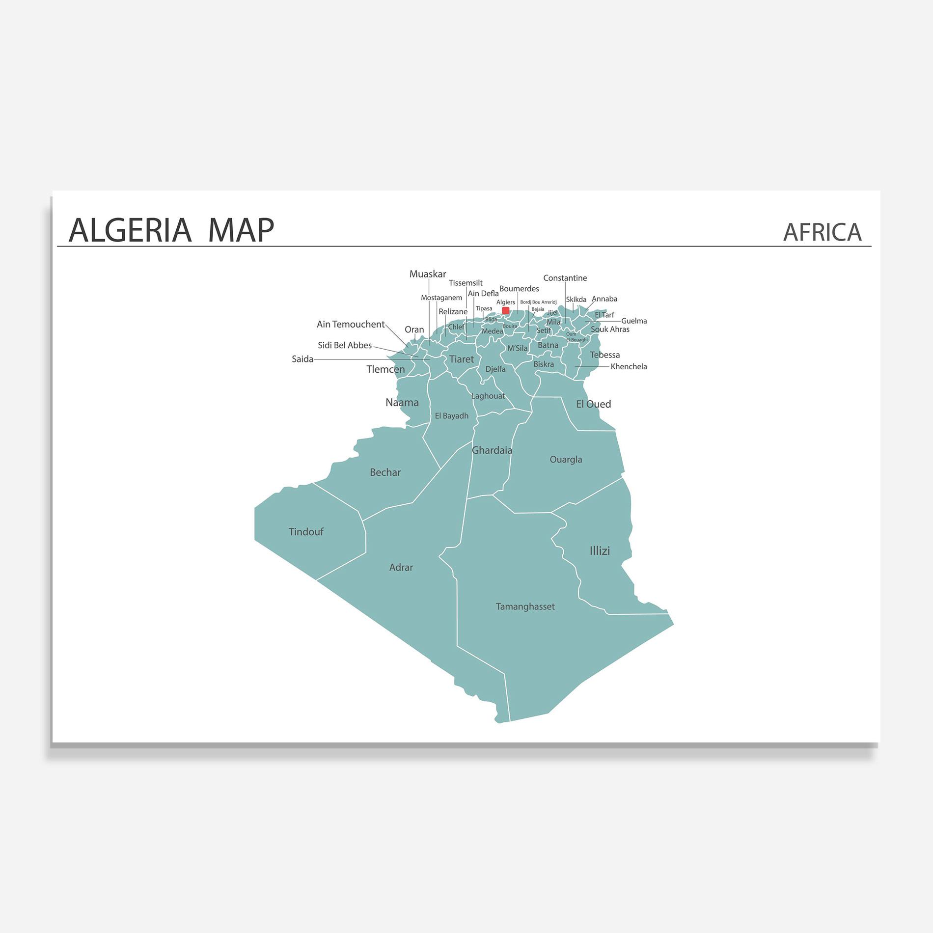 Üvegkép Algeria Map mockup 0