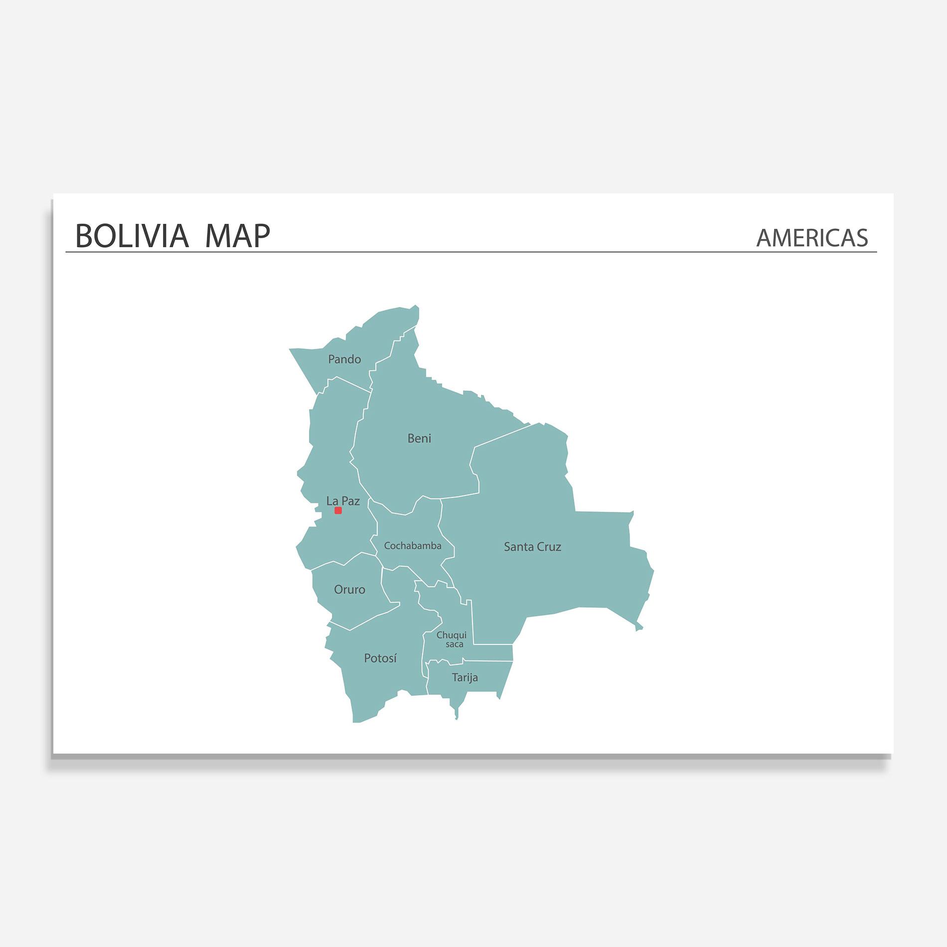 Üvegkép Bolivia Map mockup 0