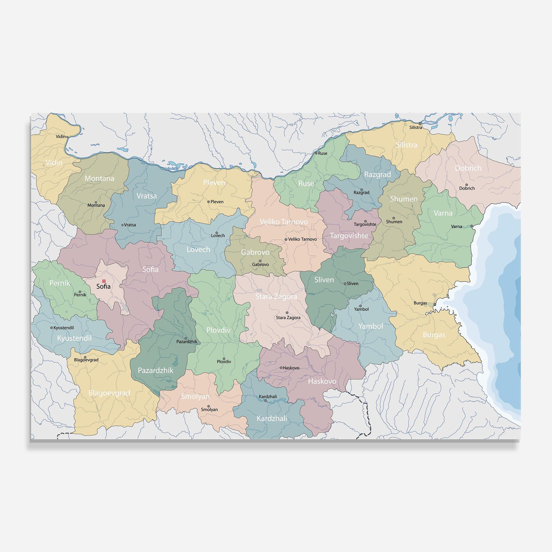 Üvegkép Bulgaria Map mockup 0