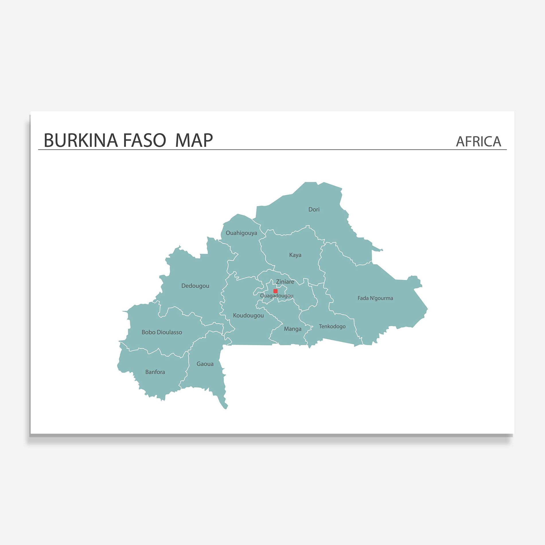 Üvegkép Burkina Faso Map mockup 0