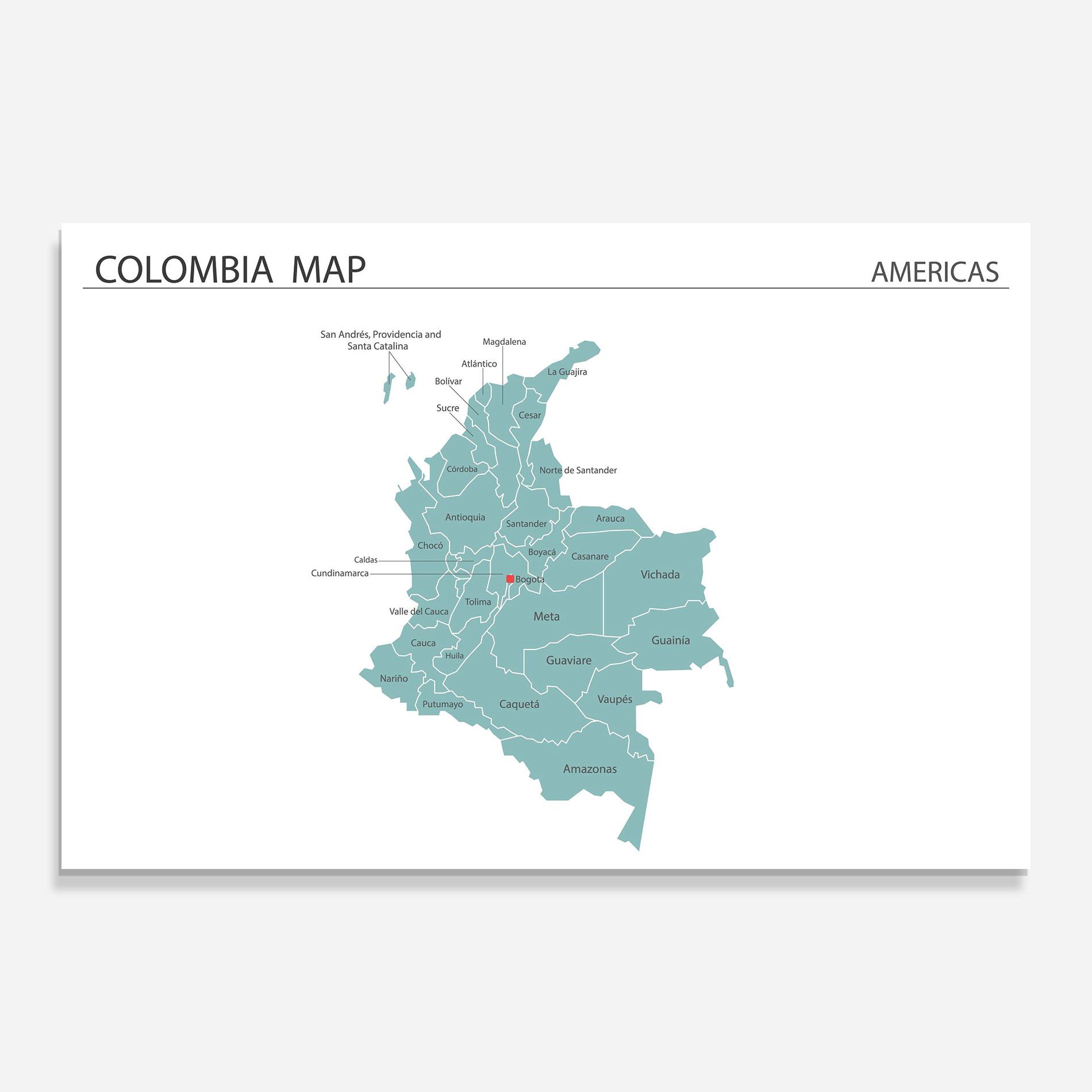 Üvegkép Colombia Map mockup 0