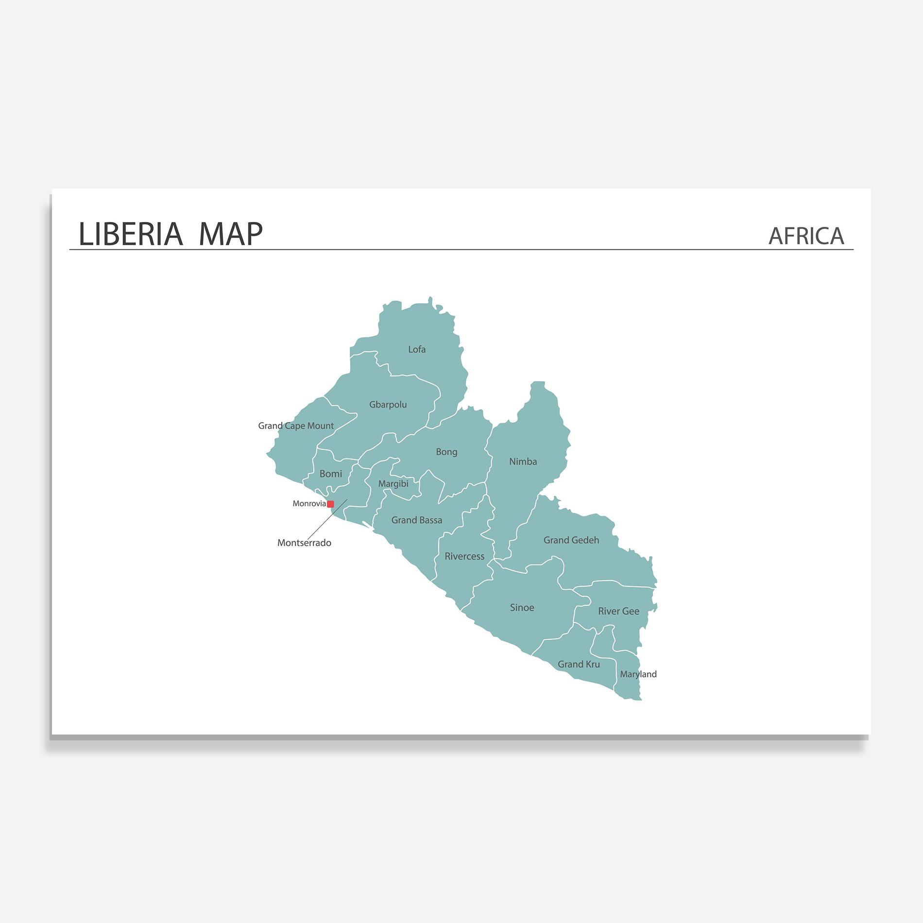 Üvegkép Liberia Map mockup 0