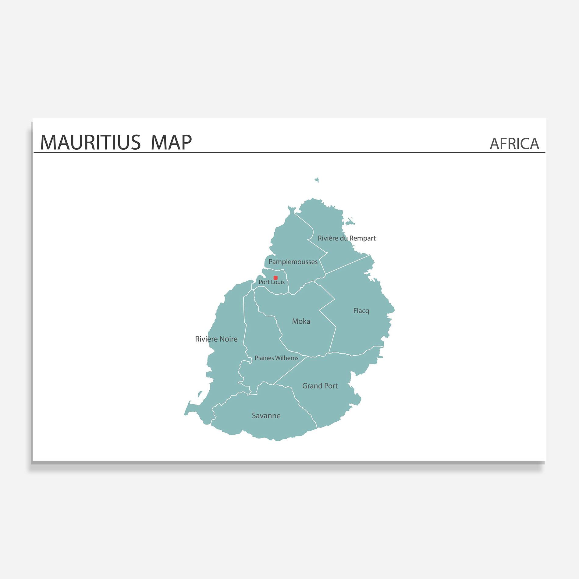 Üvegkép Mauritius Map mockup 0